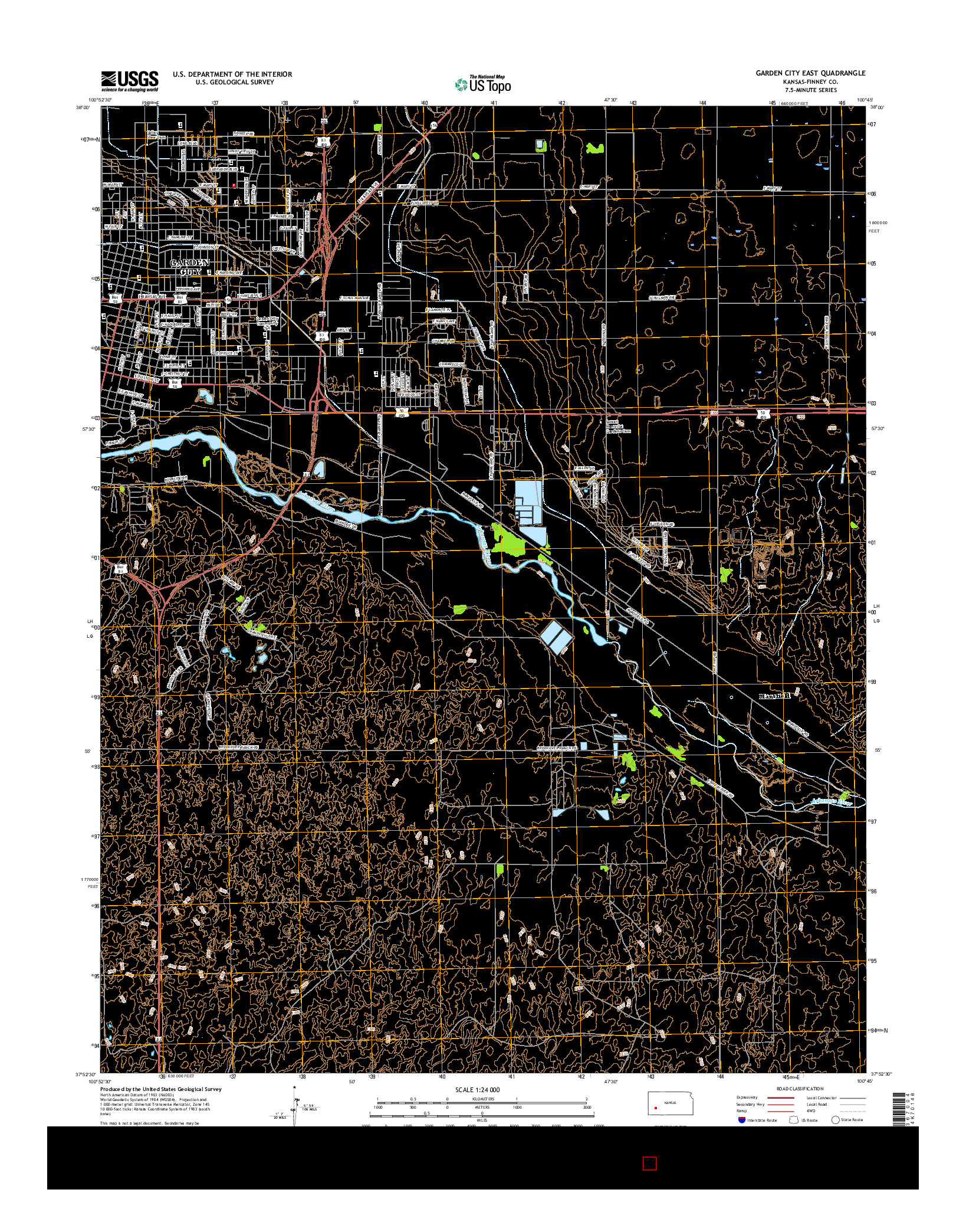USGS US TOPO 7.5-MINUTE MAP FOR GARDEN CITY EAST, KS 2016