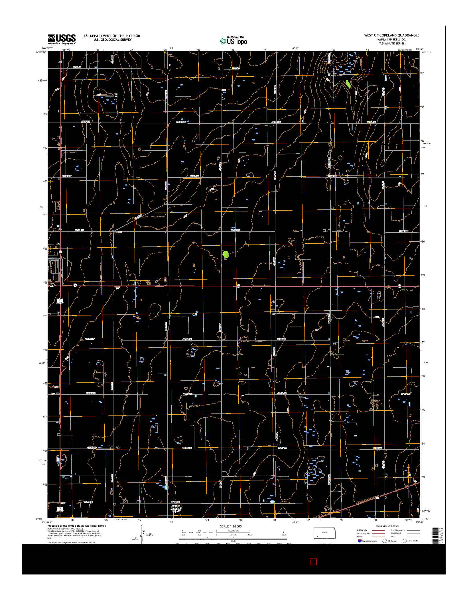 USGS US TOPO 7.5-MINUTE MAP FOR WEST OF COPELAND, KS 2016