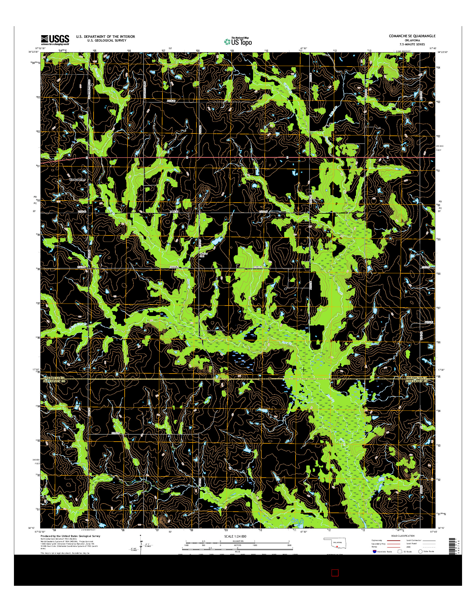 USGS US TOPO 7.5-MINUTE MAP FOR COMANCHE SE, OK 2016