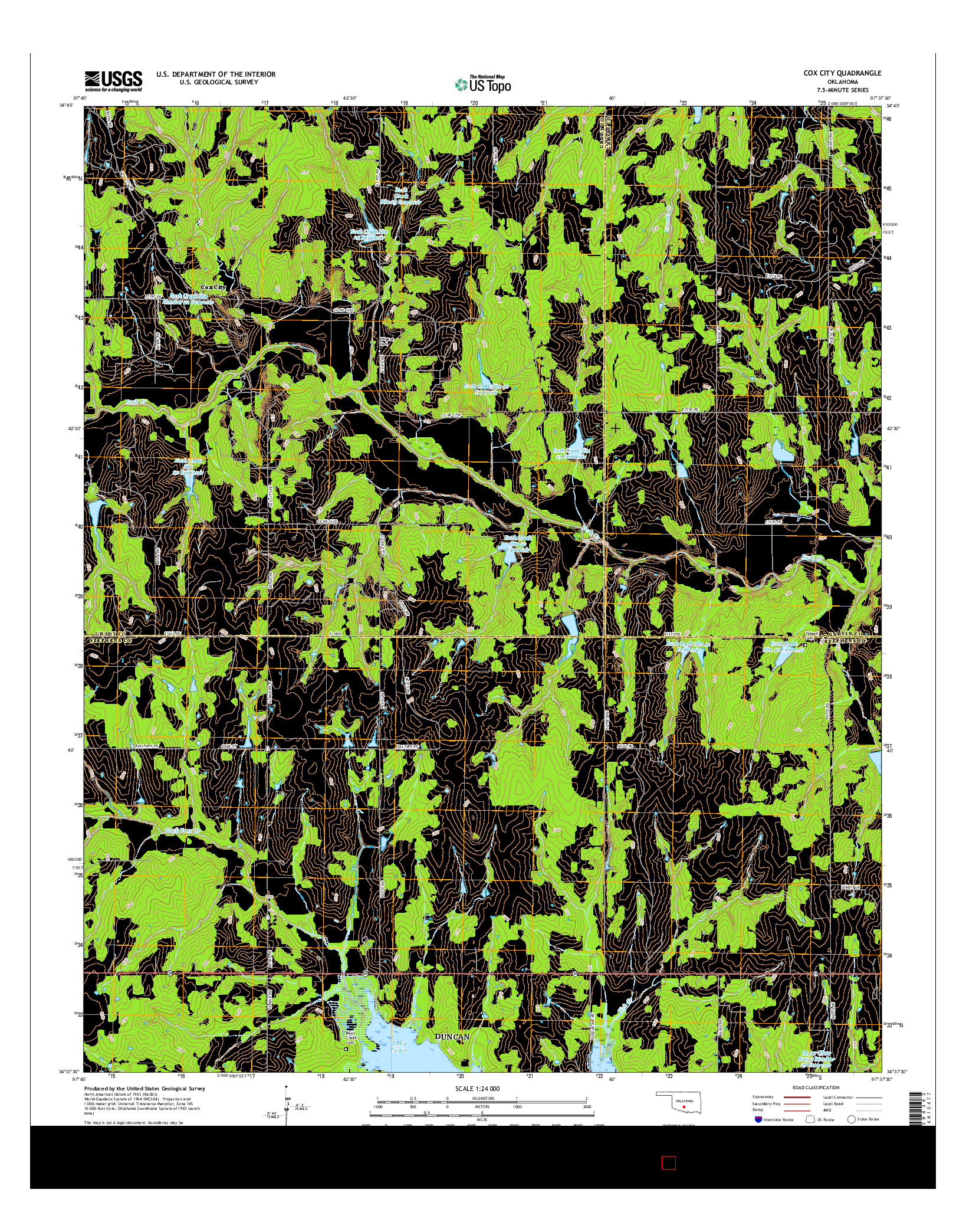 USGS US TOPO 7.5-MINUTE MAP FOR COX CITY, OK 2016