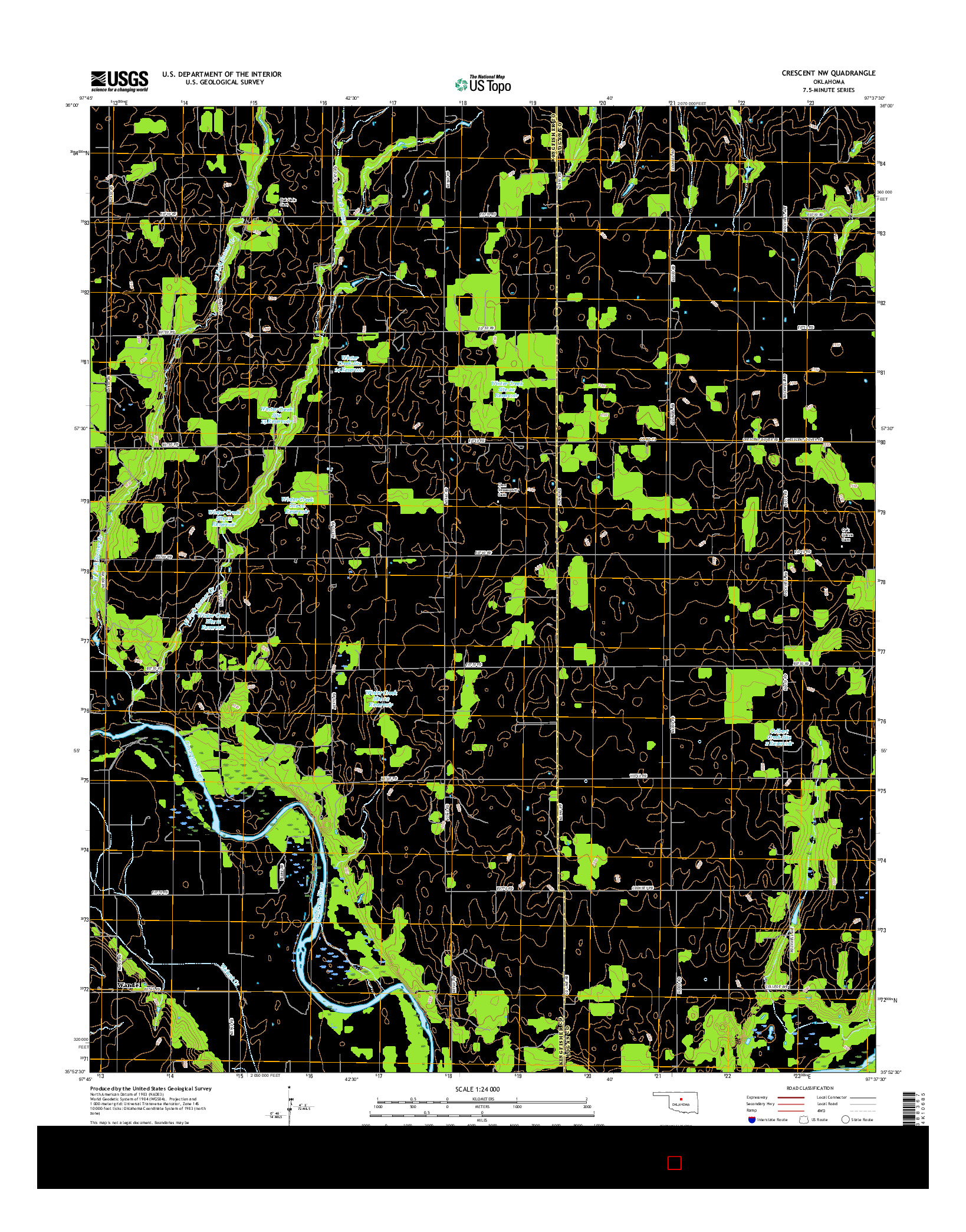 USGS US TOPO 7.5-MINUTE MAP FOR CRESCENT NW, OK 2016