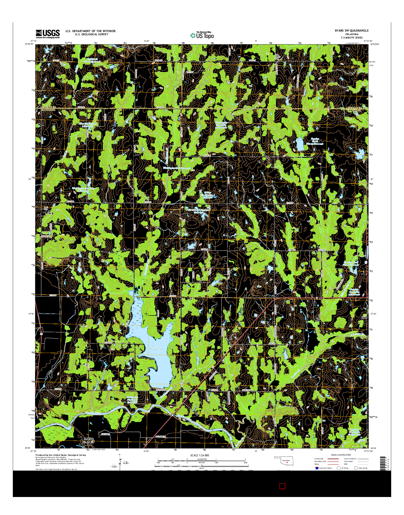 USGS US TOPO 7.5-MINUTE MAP FOR BYARS SW, OK 2016