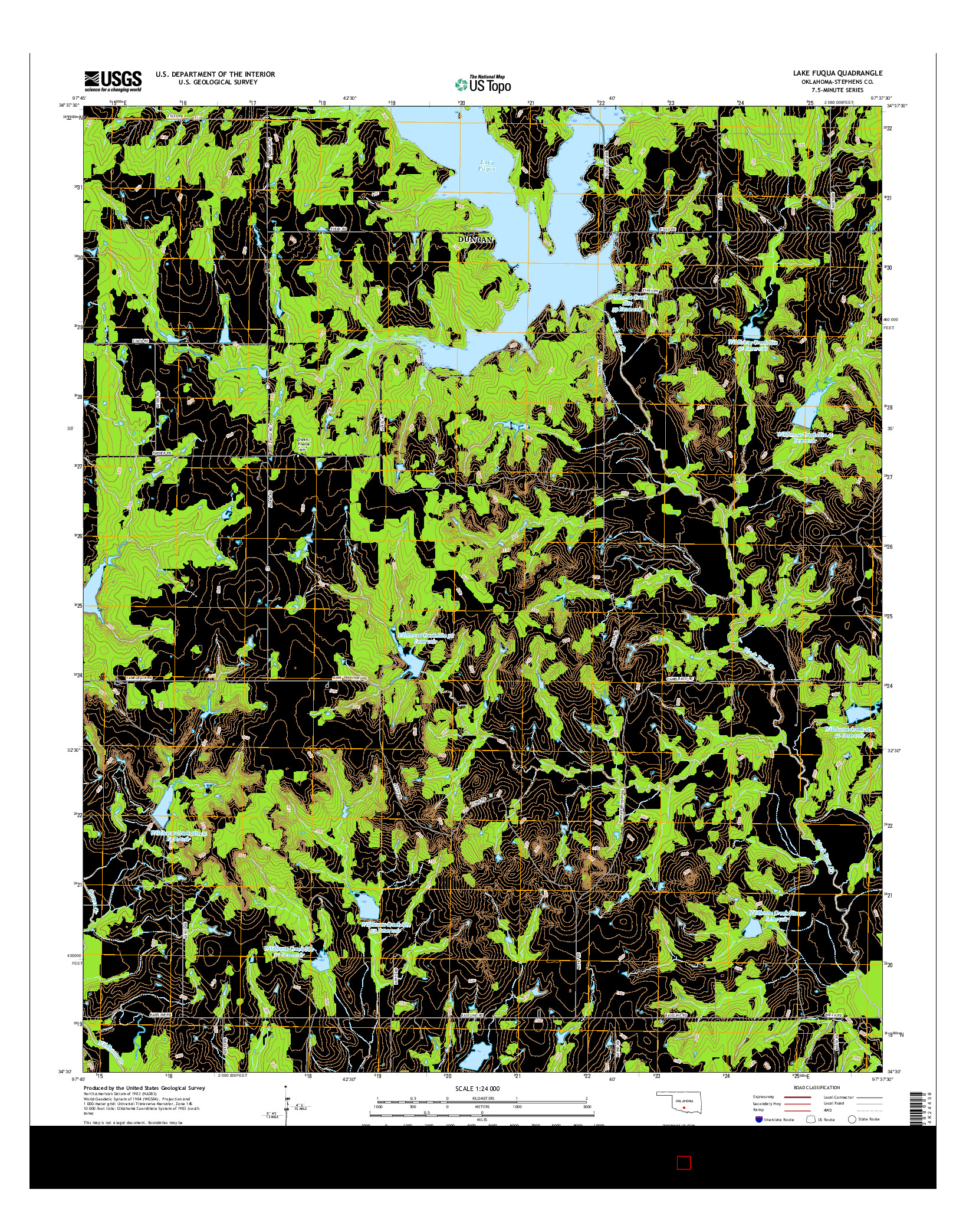 USGS US TOPO 7.5-MINUTE MAP FOR LAKE FUQUA, OK 2016