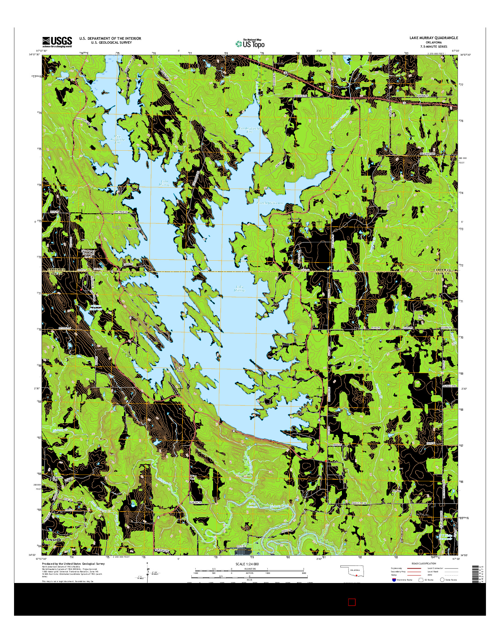 USGS US TOPO 7.5-MINUTE MAP FOR LAKE MURRAY, OK 2016