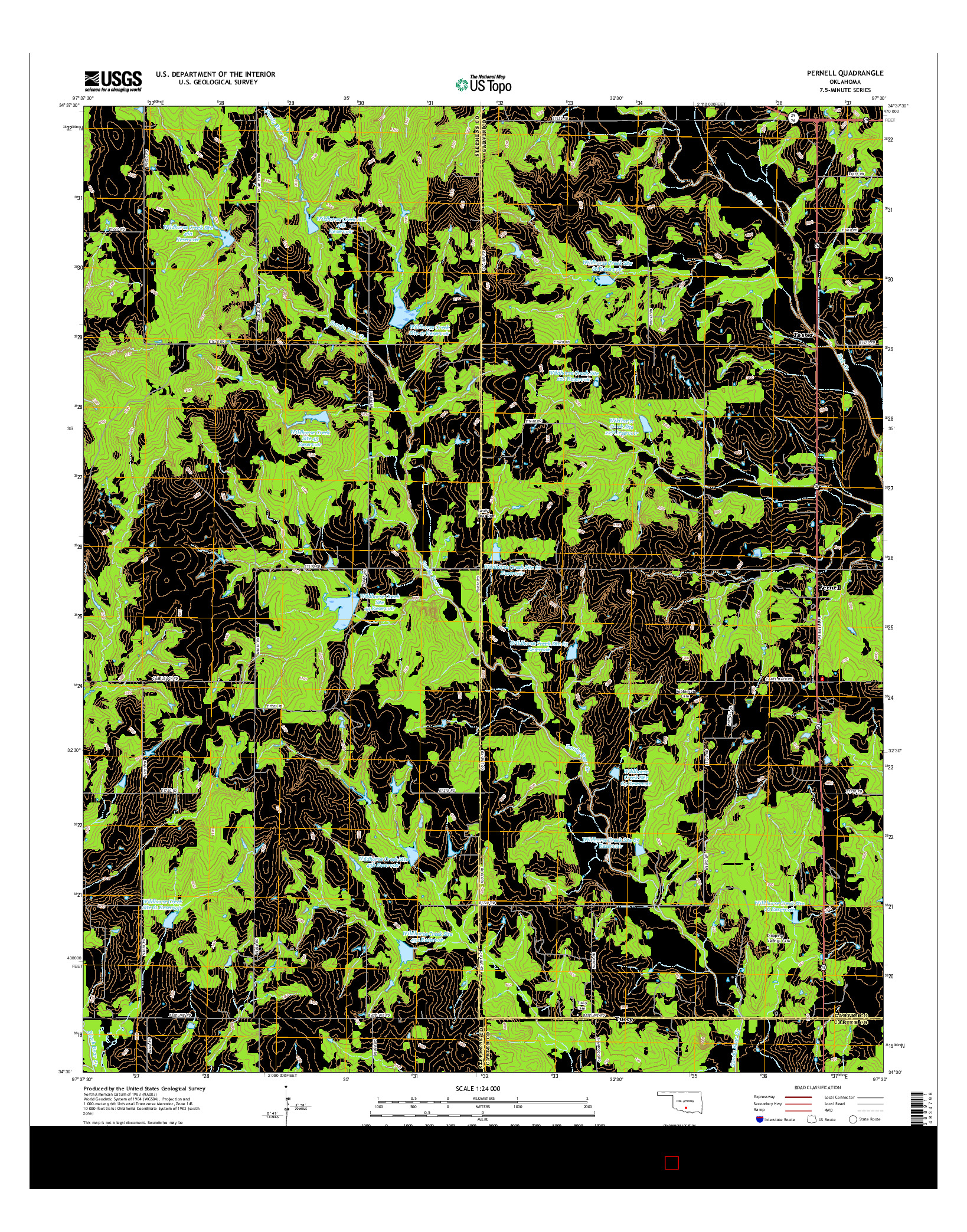 USGS US TOPO 7.5-MINUTE MAP FOR PERNELL, OK 2016