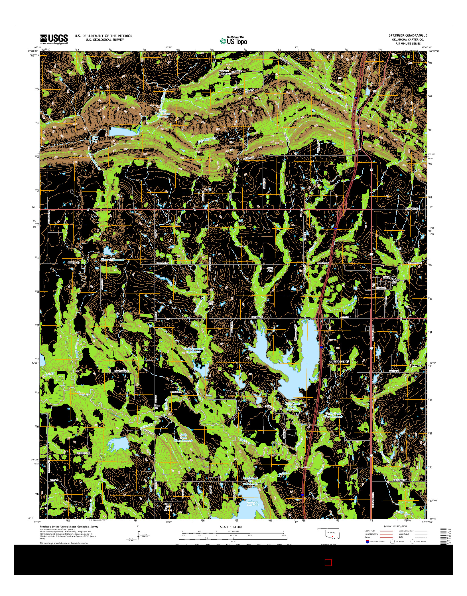 USGS US TOPO 7.5-MINUTE MAP FOR SPRINGER, OK 2016