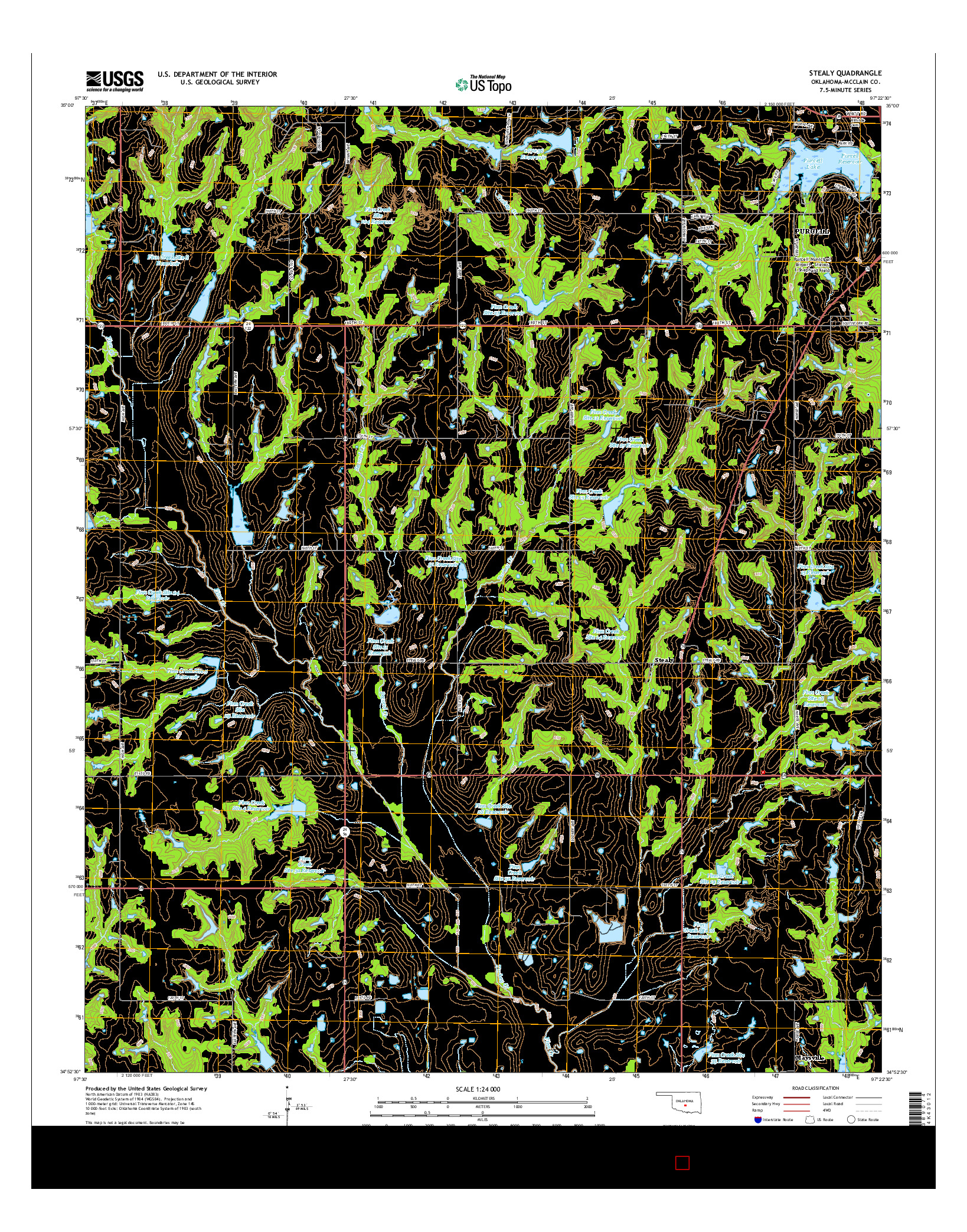 USGS US TOPO 7.5-MINUTE MAP FOR STEALY, OK 2016