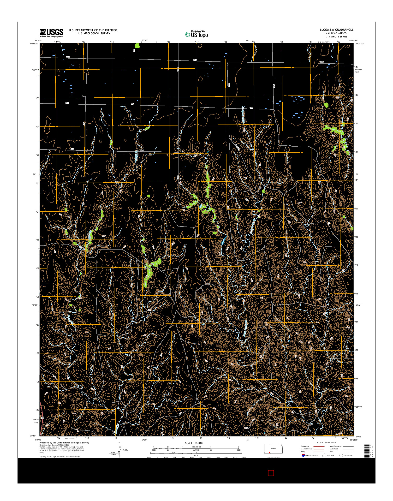 USGS US TOPO 7.5-MINUTE MAP FOR BLOOM SW, KS 2016
