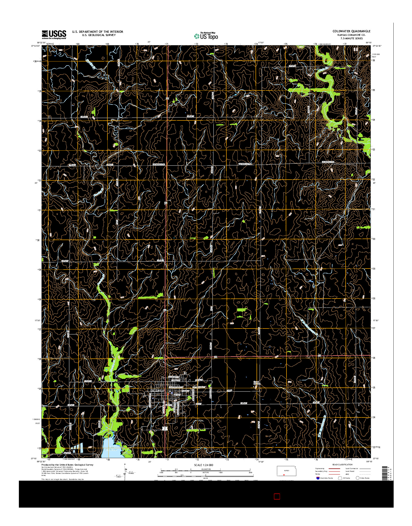 USGS US TOPO 7.5-MINUTE MAP FOR COLDWATER, KS 2016