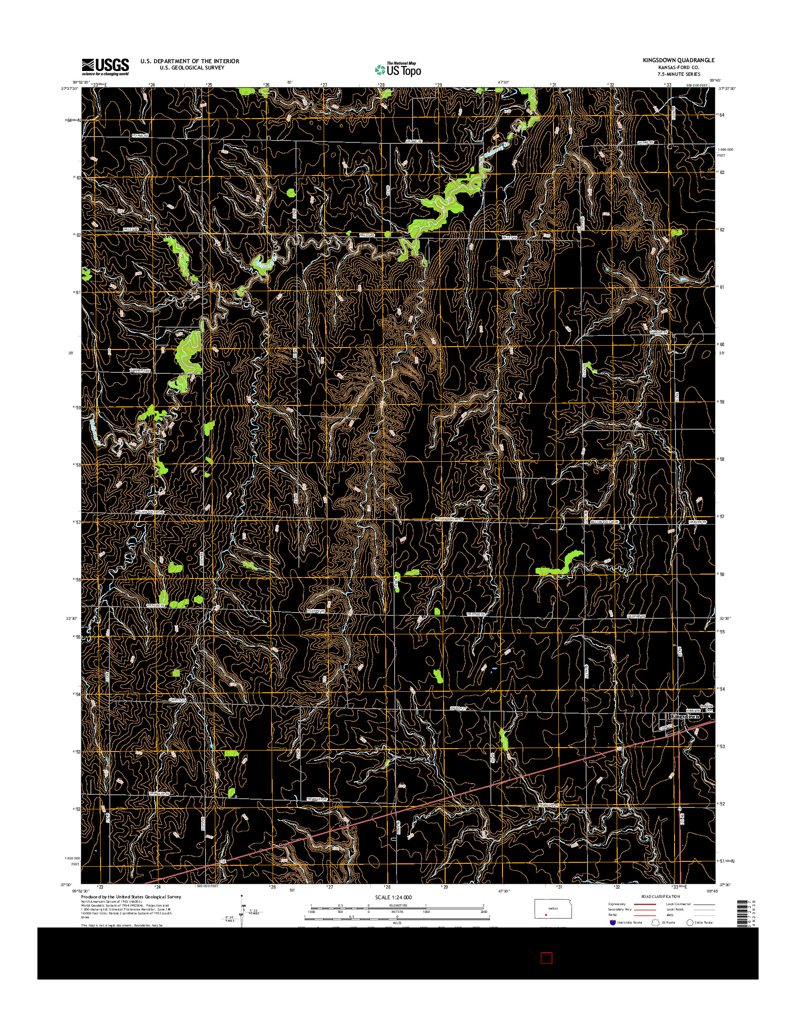 USGS US TOPO 7.5-MINUTE MAP FOR KINGSDOWN, KS 2016