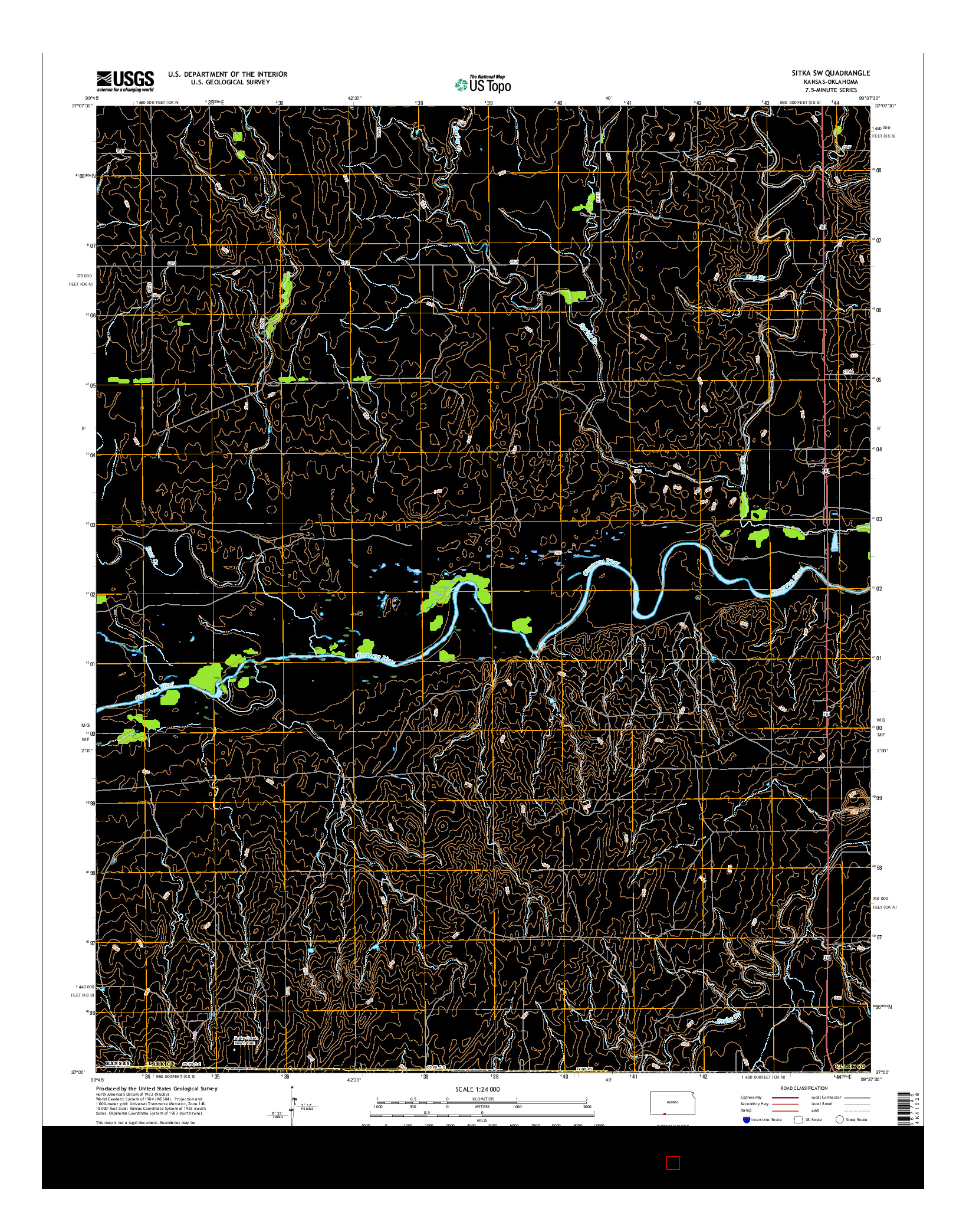 USGS US TOPO 7.5-MINUTE MAP FOR SITKA SW, KS-OK 2016