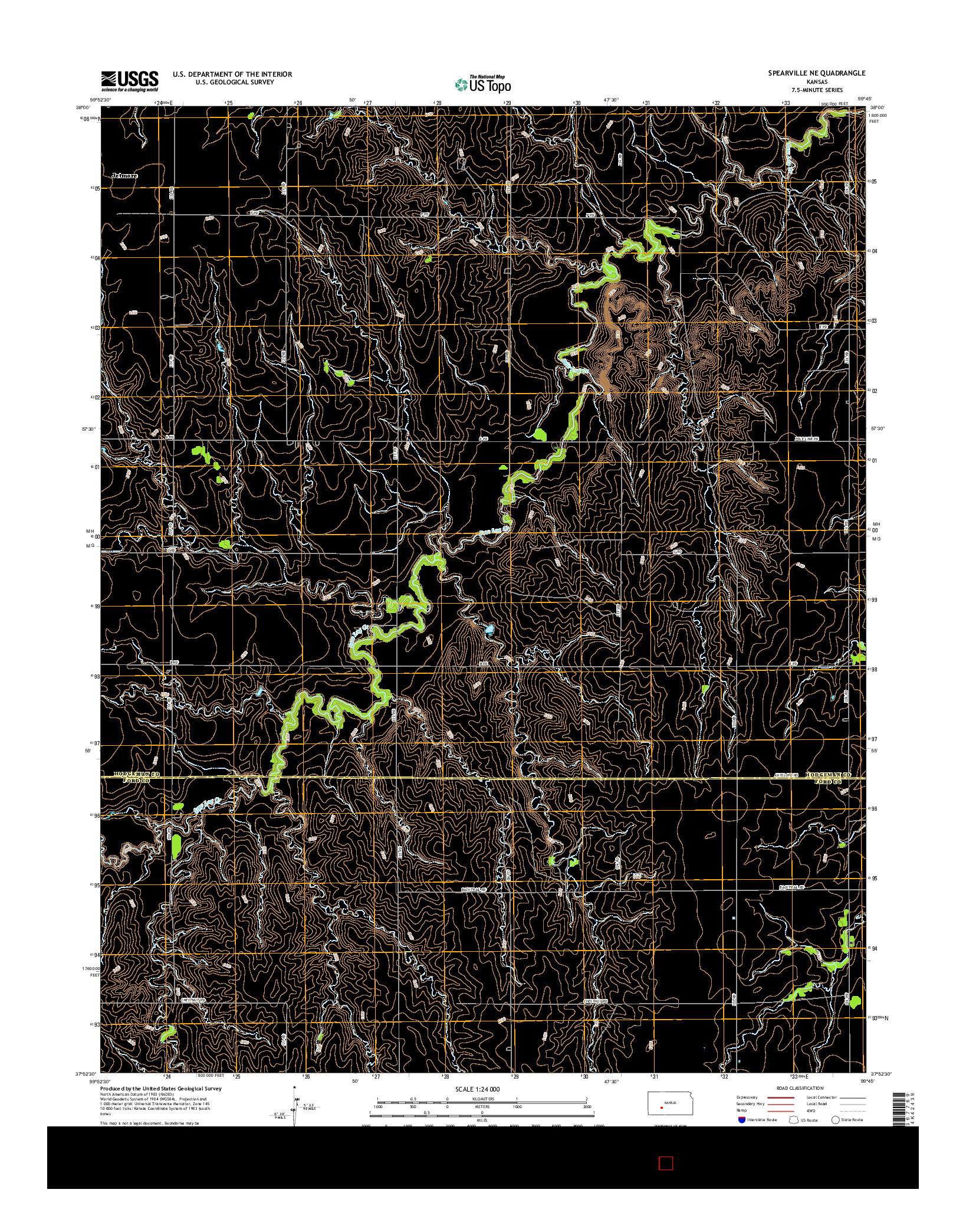 USGS US TOPO 7.5-MINUTE MAP FOR SPEARVILLE NE, KS 2016