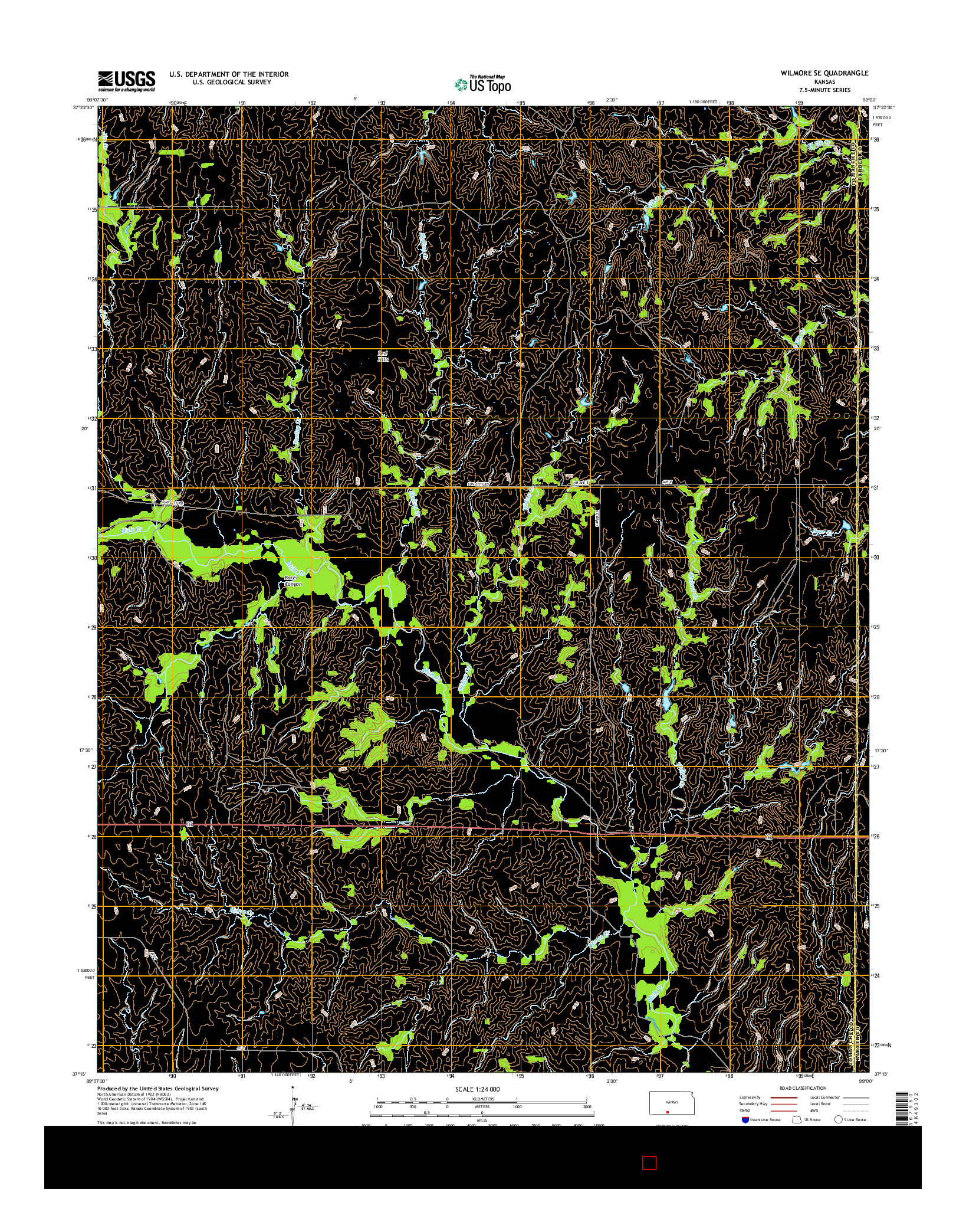 USGS US TOPO 7.5-MINUTE MAP FOR WILMORE SE, KS 2016