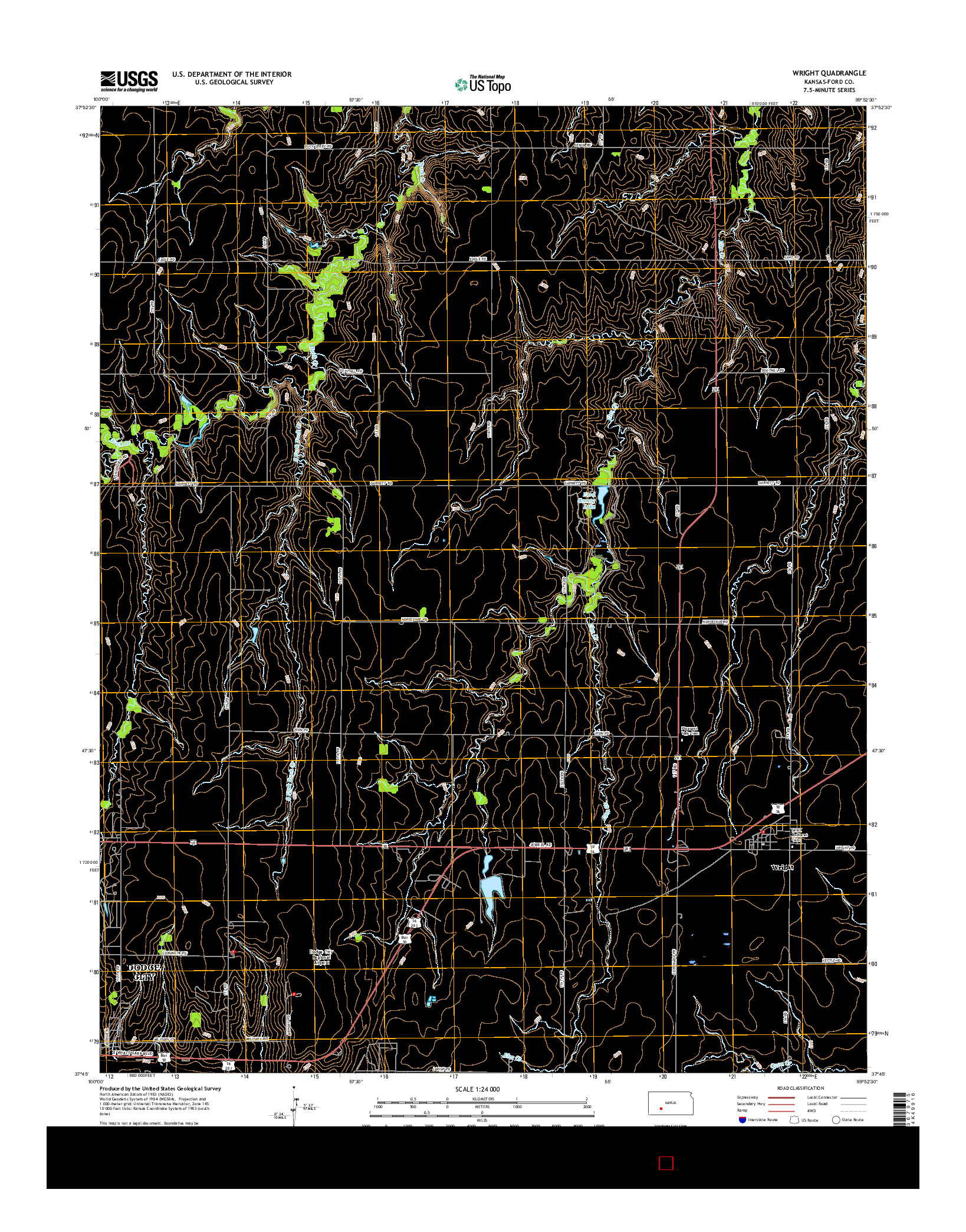 USGS US TOPO 7.5-MINUTE MAP FOR WRIGHT, KS 2016