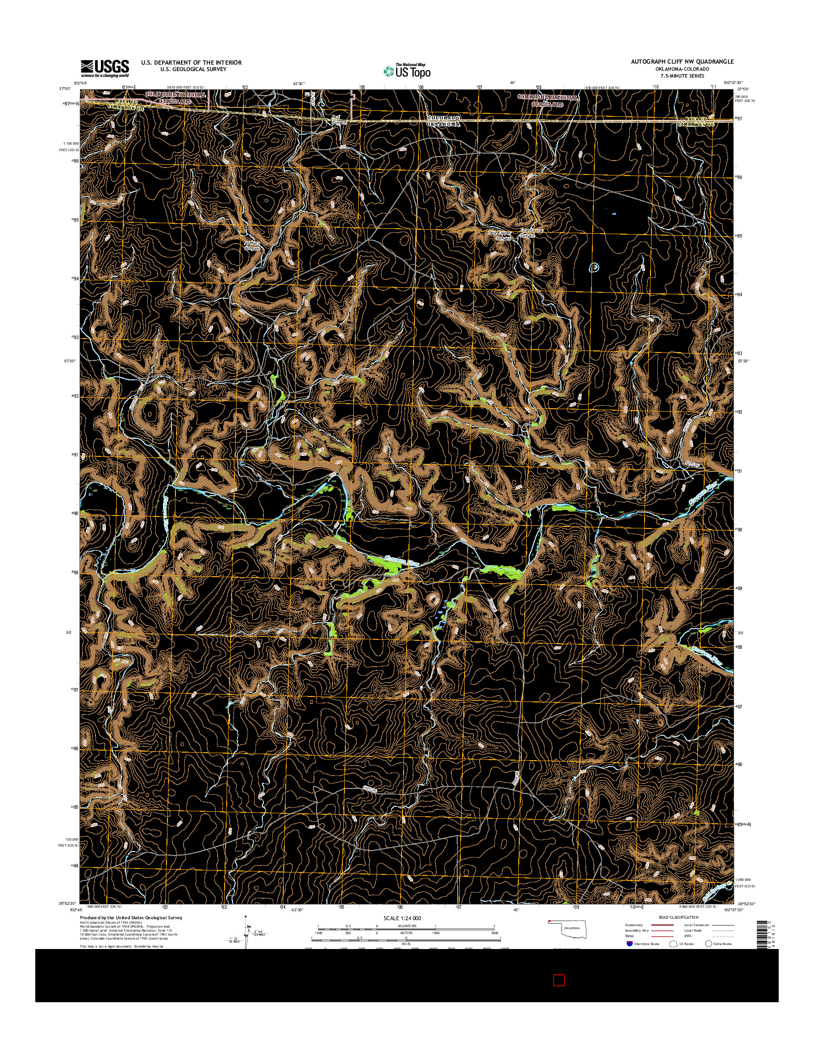 USGS US TOPO 7.5-MINUTE MAP FOR AUTOGRAPH CLIFF NW, OK-CO 2016