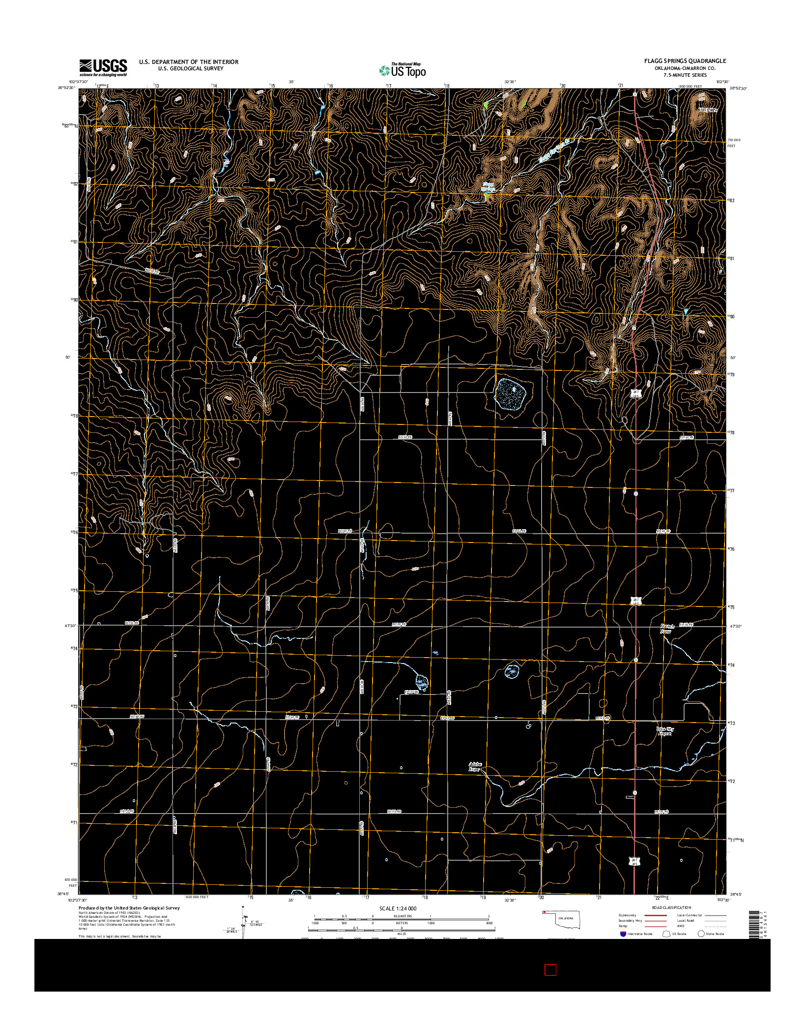 USGS US TOPO 7.5-MINUTE MAP FOR FLAGG SPRINGS, OK 2016