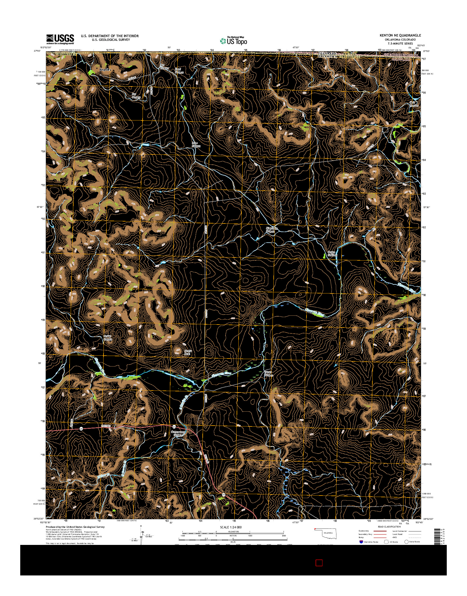 USGS US TOPO 7.5-MINUTE MAP FOR KENTON NE, OK-CO 2016