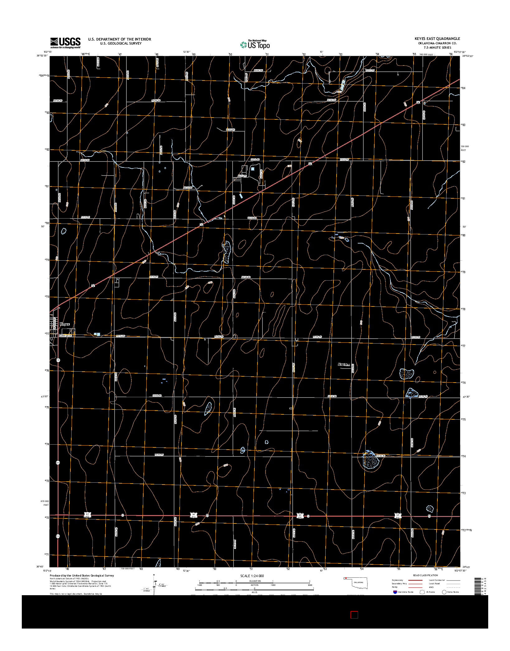 USGS US TOPO 7.5-MINUTE MAP FOR KEYES EAST, OK 2016