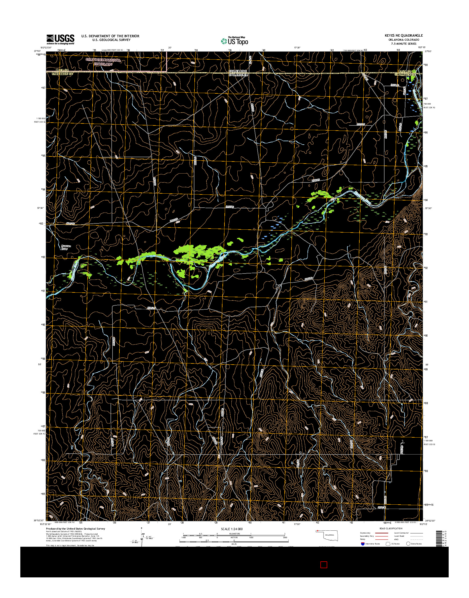 USGS US TOPO 7.5-MINUTE MAP FOR KEYES NE, OK-CO 2016