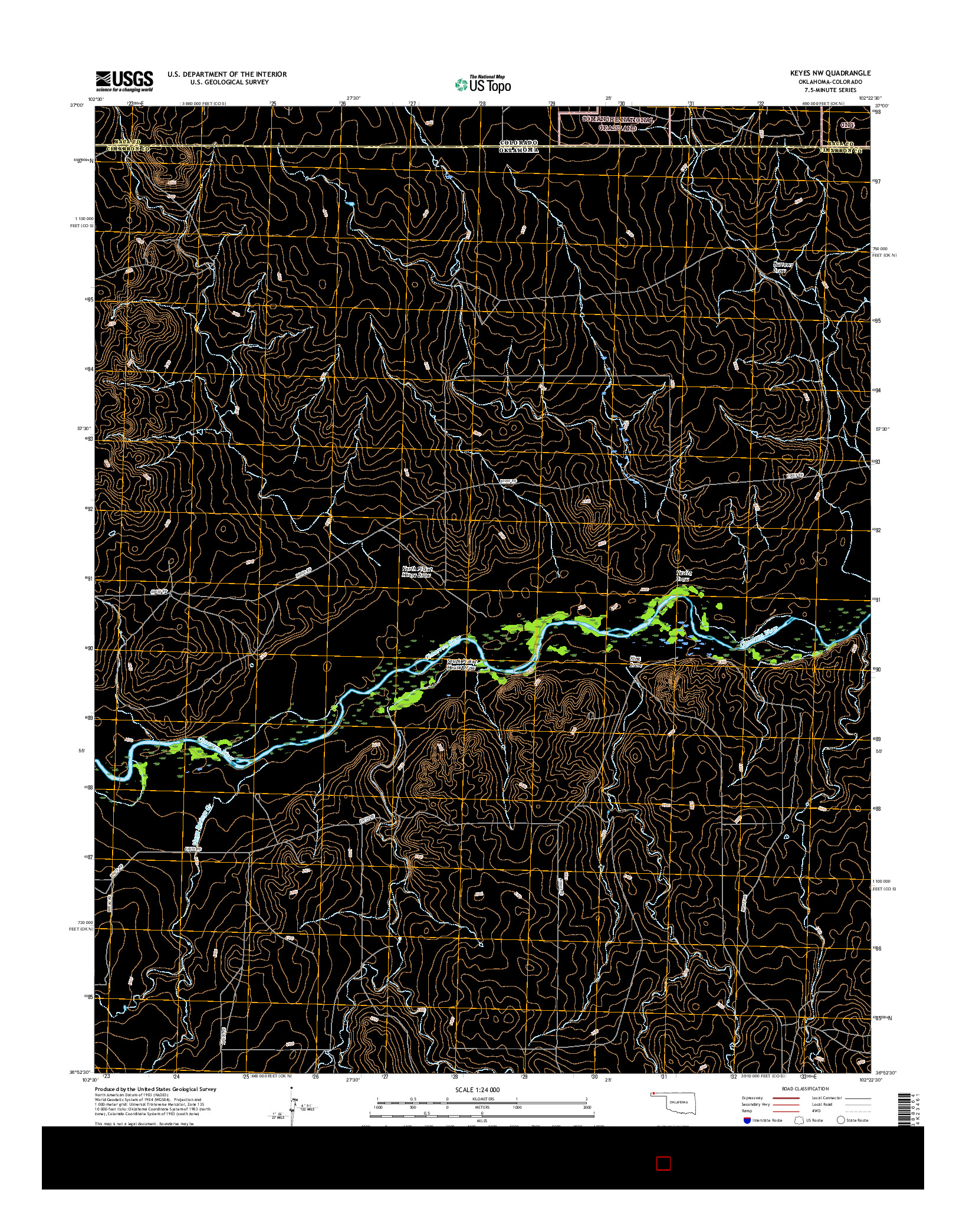 USGS US TOPO 7.5-MINUTE MAP FOR KEYES NW, OK-CO 2016