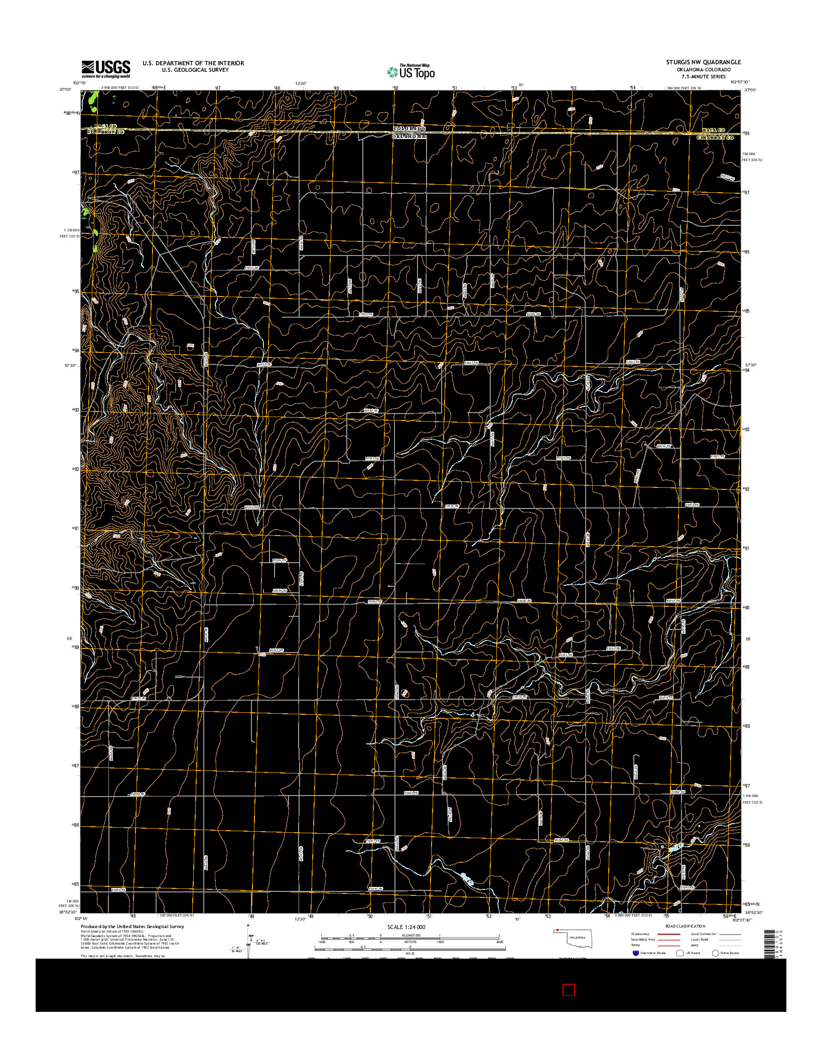 USGS US TOPO 7.5-MINUTE MAP FOR STURGIS NW, OK-CO 2016
