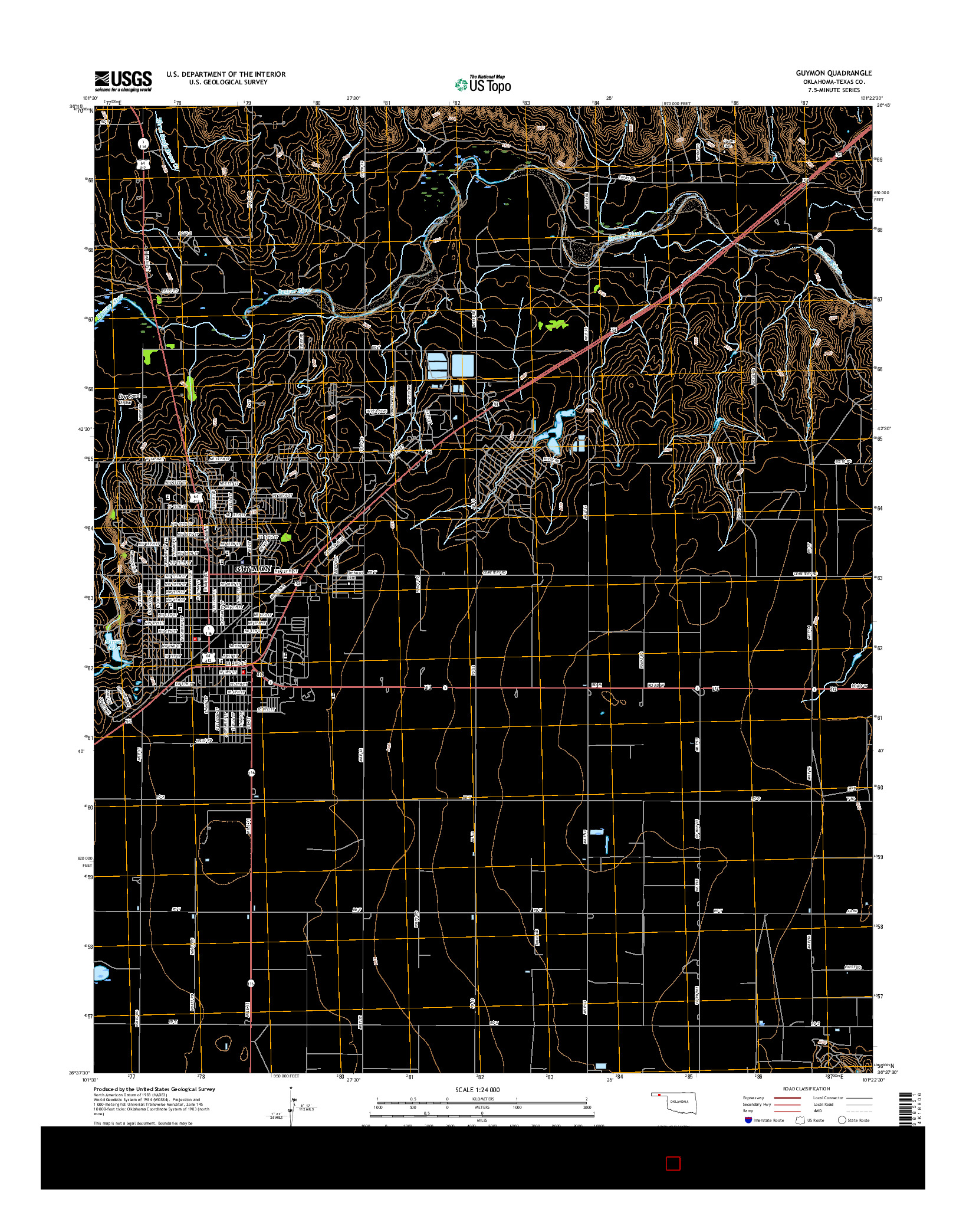 USGS US TOPO 7.5-MINUTE MAP FOR GUYMON, OK 2016