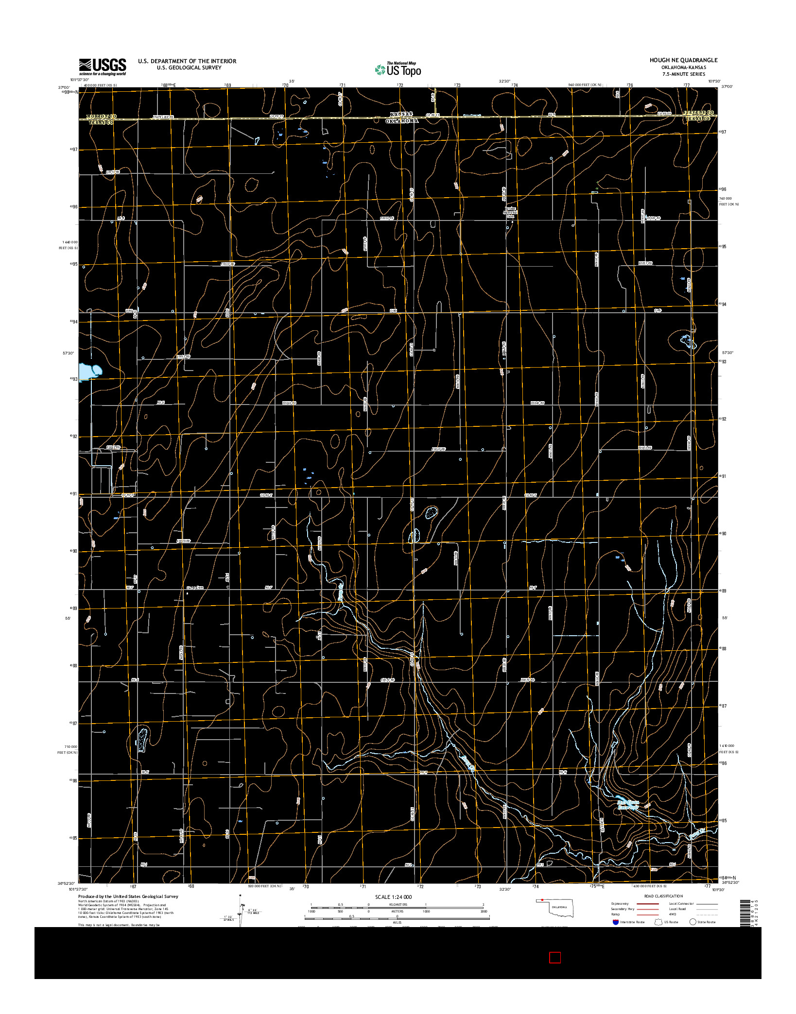 USGS US TOPO 7.5-MINUTE MAP FOR HOUGH NE, OK-KS 2016