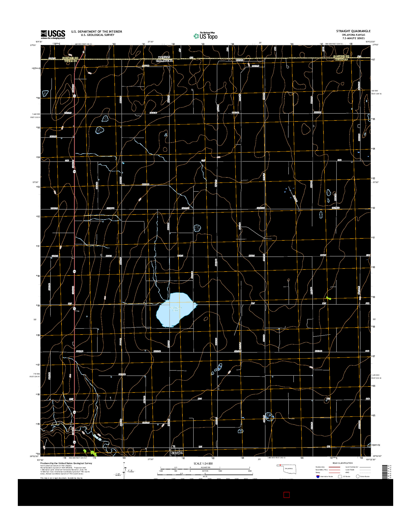 USGS US TOPO 7.5-MINUTE MAP FOR STRAIGHT, OK-KS 2016