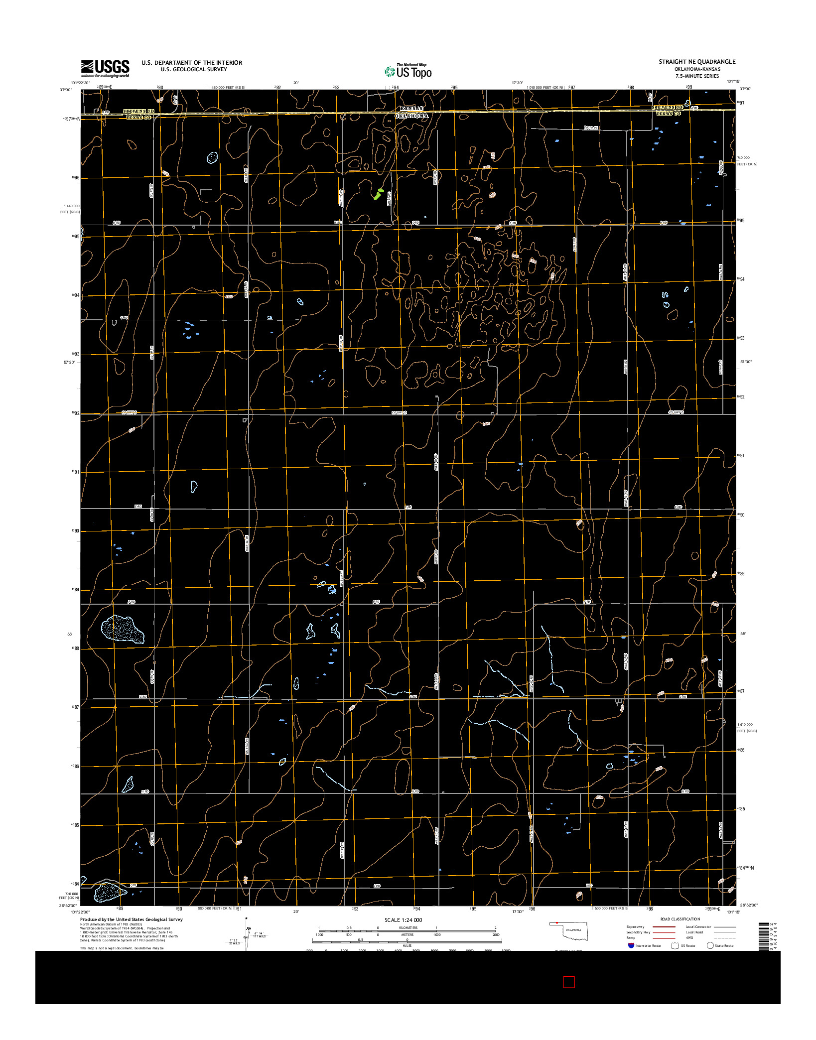 USGS US TOPO 7.5-MINUTE MAP FOR STRAIGHT NE, OK-KS 2016