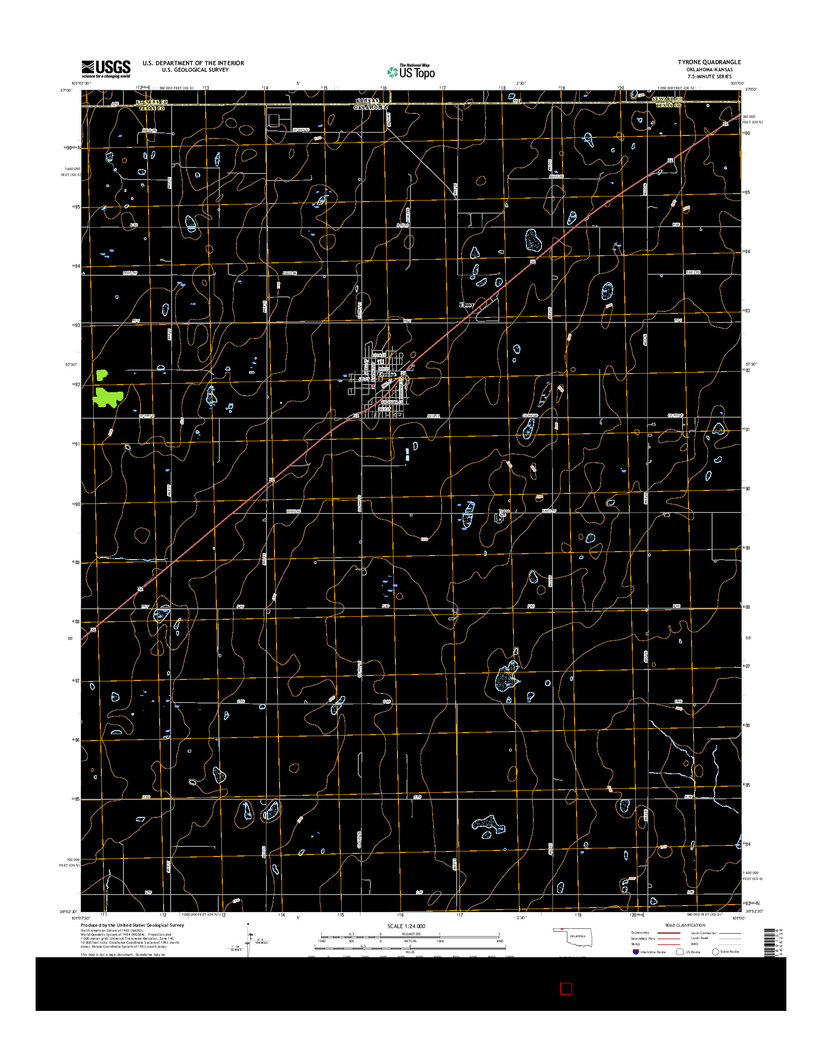 USGS US TOPO 7.5-MINUTE MAP FOR TYRONE, OK-KS 2016