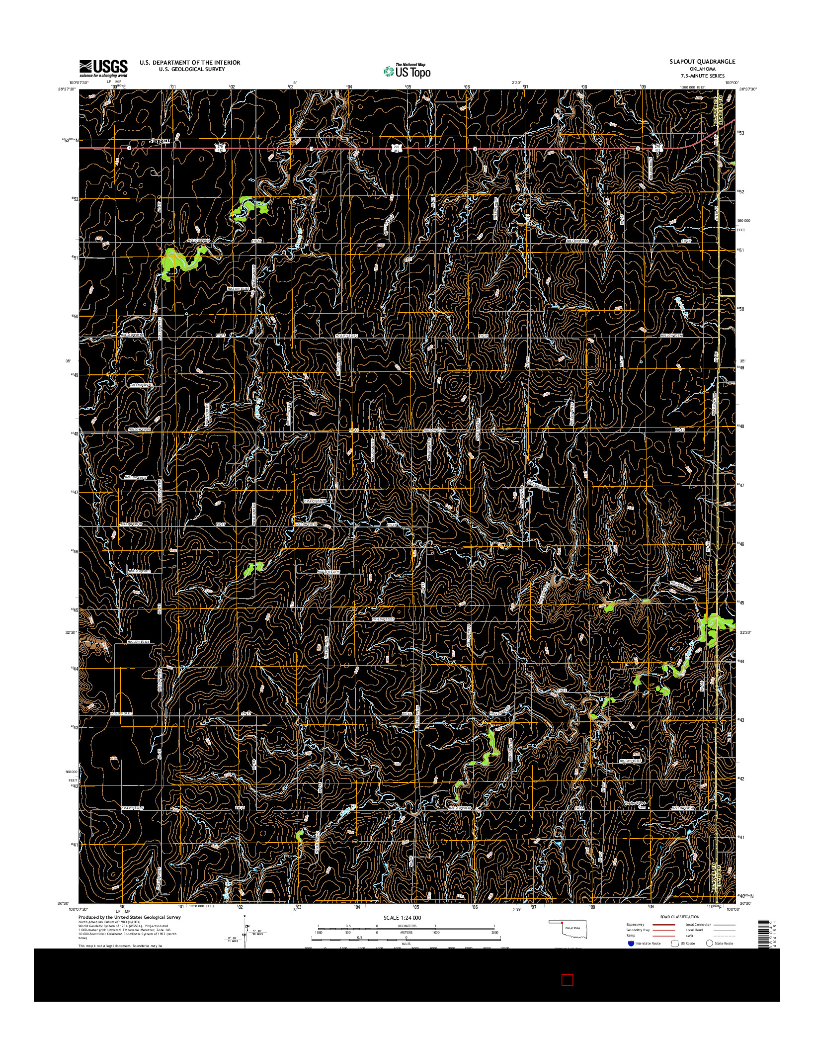 USGS US TOPO 7.5-MINUTE MAP FOR SLAPOUT, OK 2016