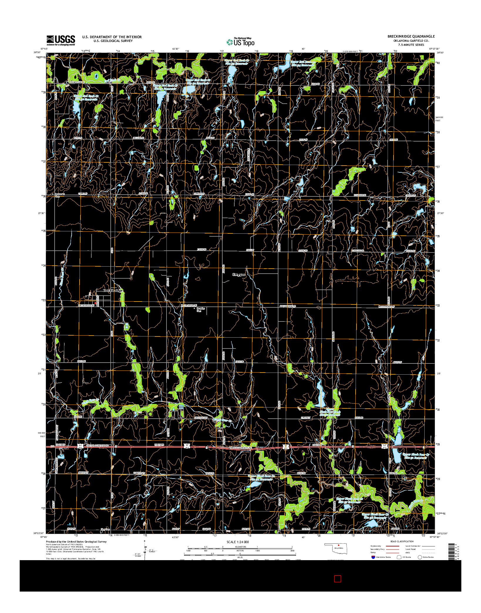 USGS US TOPO 7.5-MINUTE MAP FOR BRECKINRIDGE, OK 2016