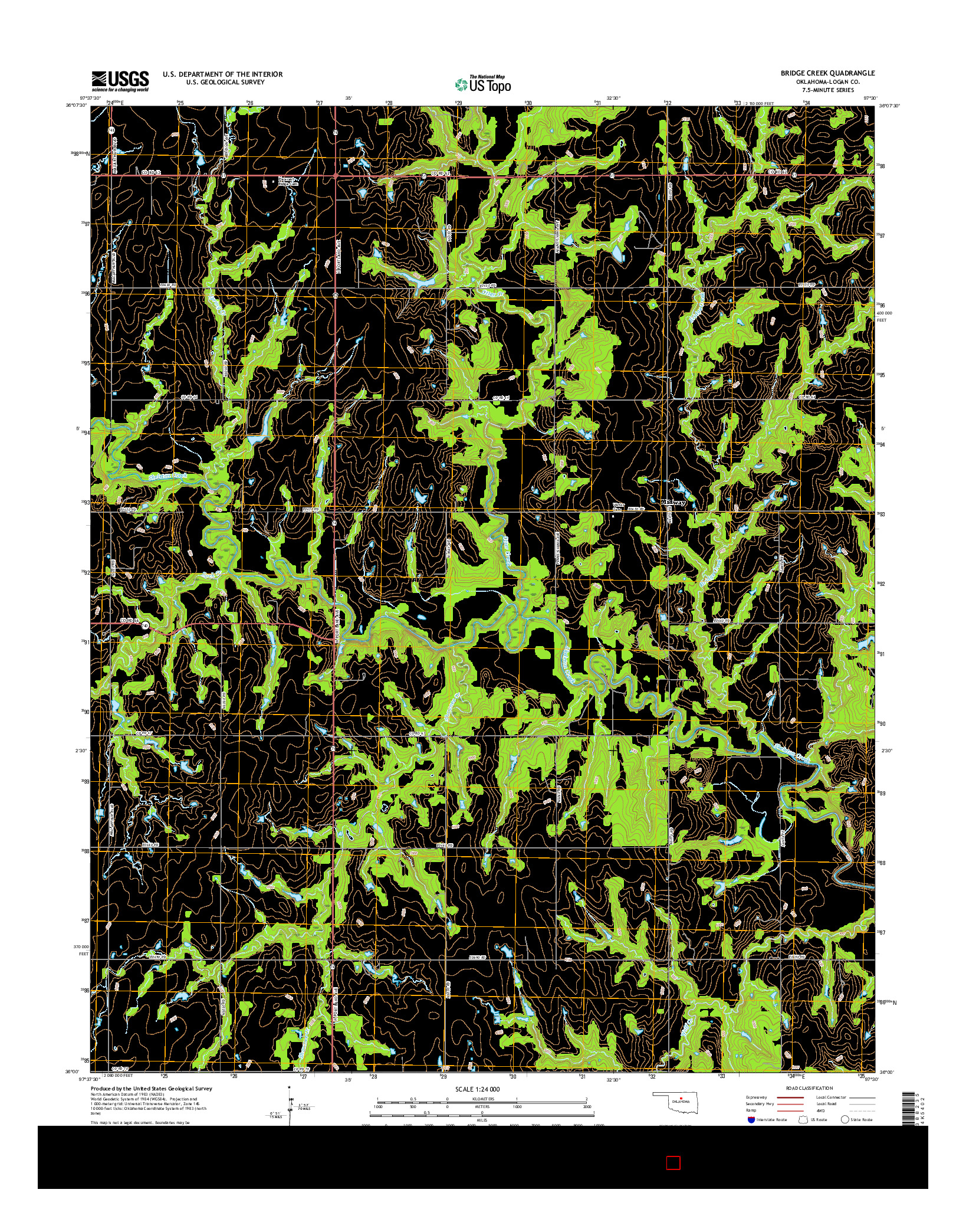 USGS US TOPO 7.5-MINUTE MAP FOR BRIDGE CREEK, OK 2016