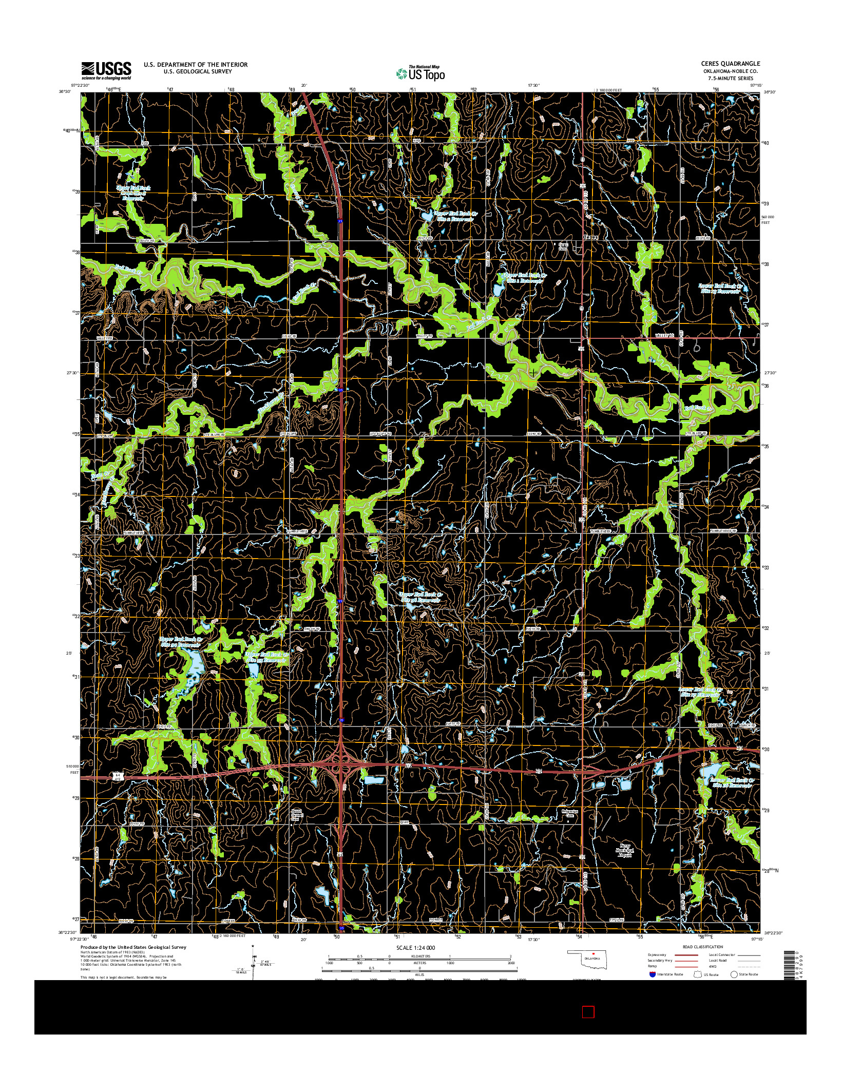 USGS US TOPO 7.5-MINUTE MAP FOR CERES, OK 2016