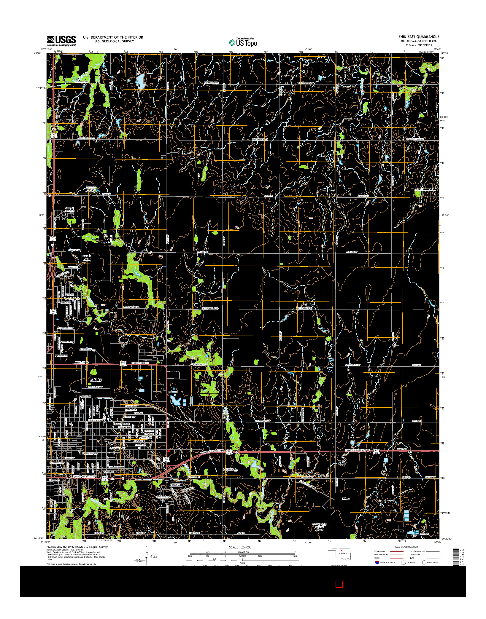 USGS US TOPO 7.5-MINUTE MAP FOR ENID EAST, OK 2016