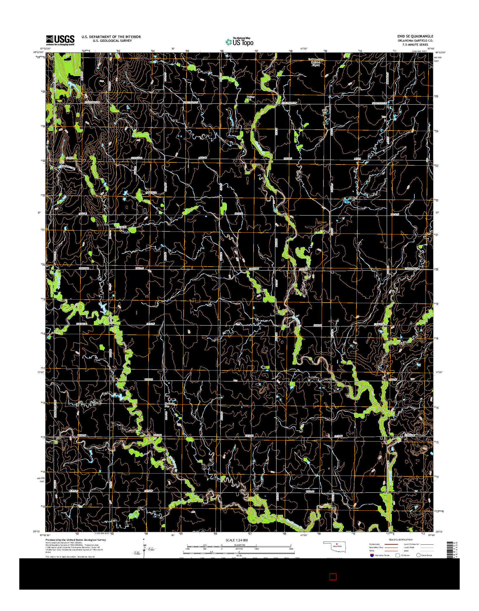 USGS US TOPO 7.5-MINUTE MAP FOR ENID SE, OK 2016
