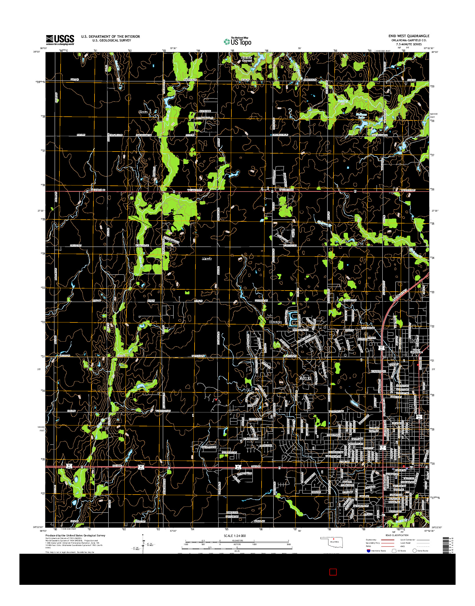 USGS US TOPO 7.5-MINUTE MAP FOR ENID WEST, OK 2016