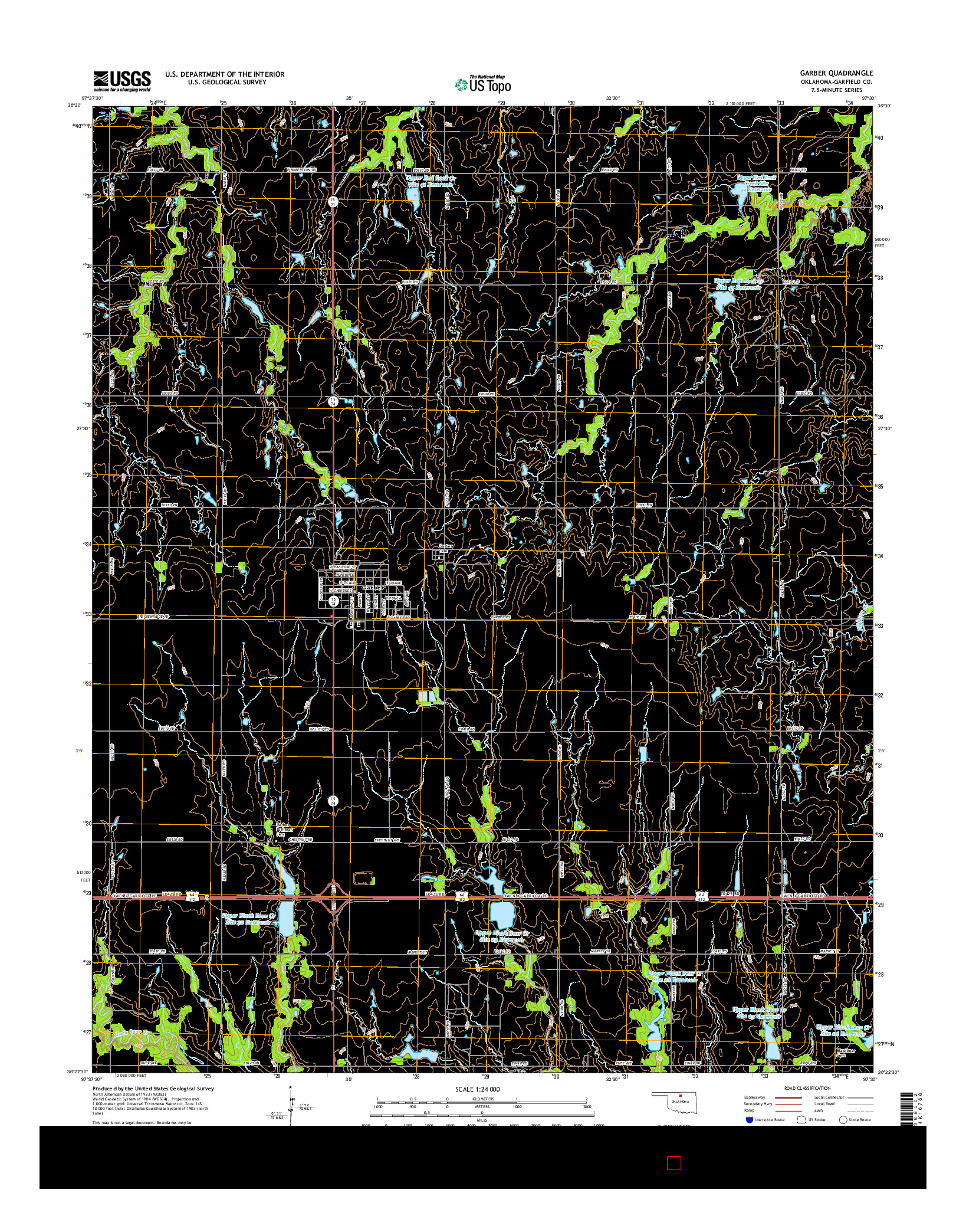 USGS US TOPO 7.5-MINUTE MAP FOR GARBER, OK 2016