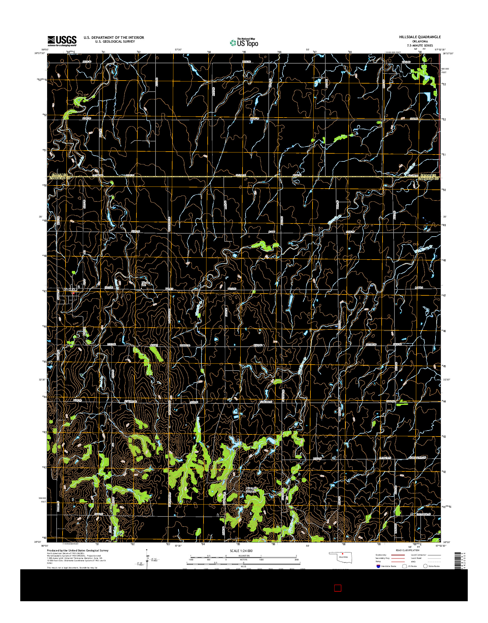 USGS US TOPO 7.5-MINUTE MAP FOR HILLSDALE, OK 2016