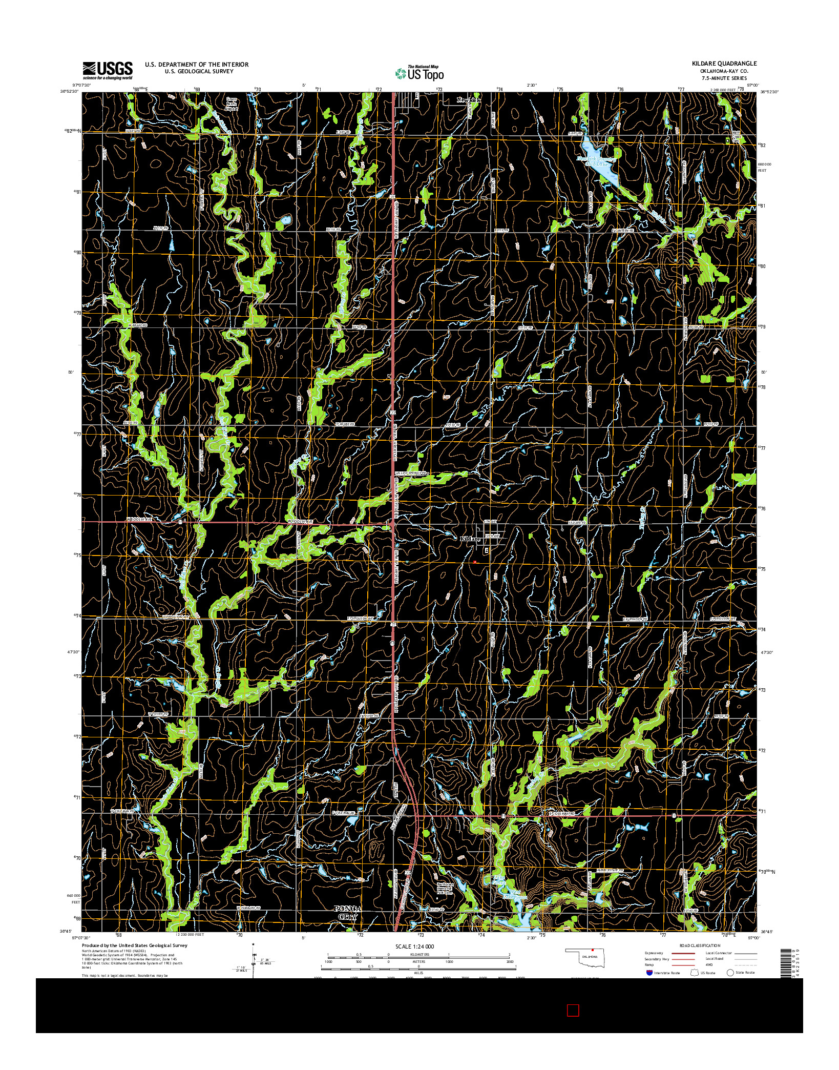 USGS US TOPO 7.5-MINUTE MAP FOR KILDARE, OK 2016