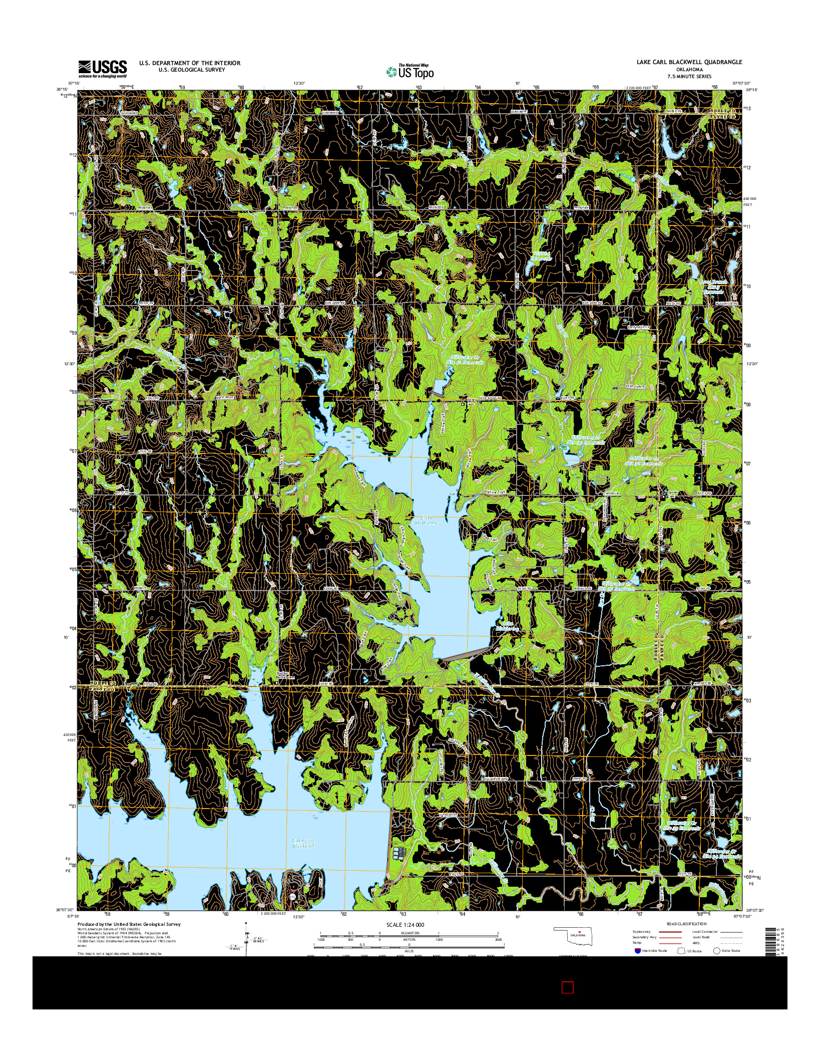 USGS US TOPO 7.5-MINUTE MAP FOR LAKE CARL BLACKWELL, OK 2016