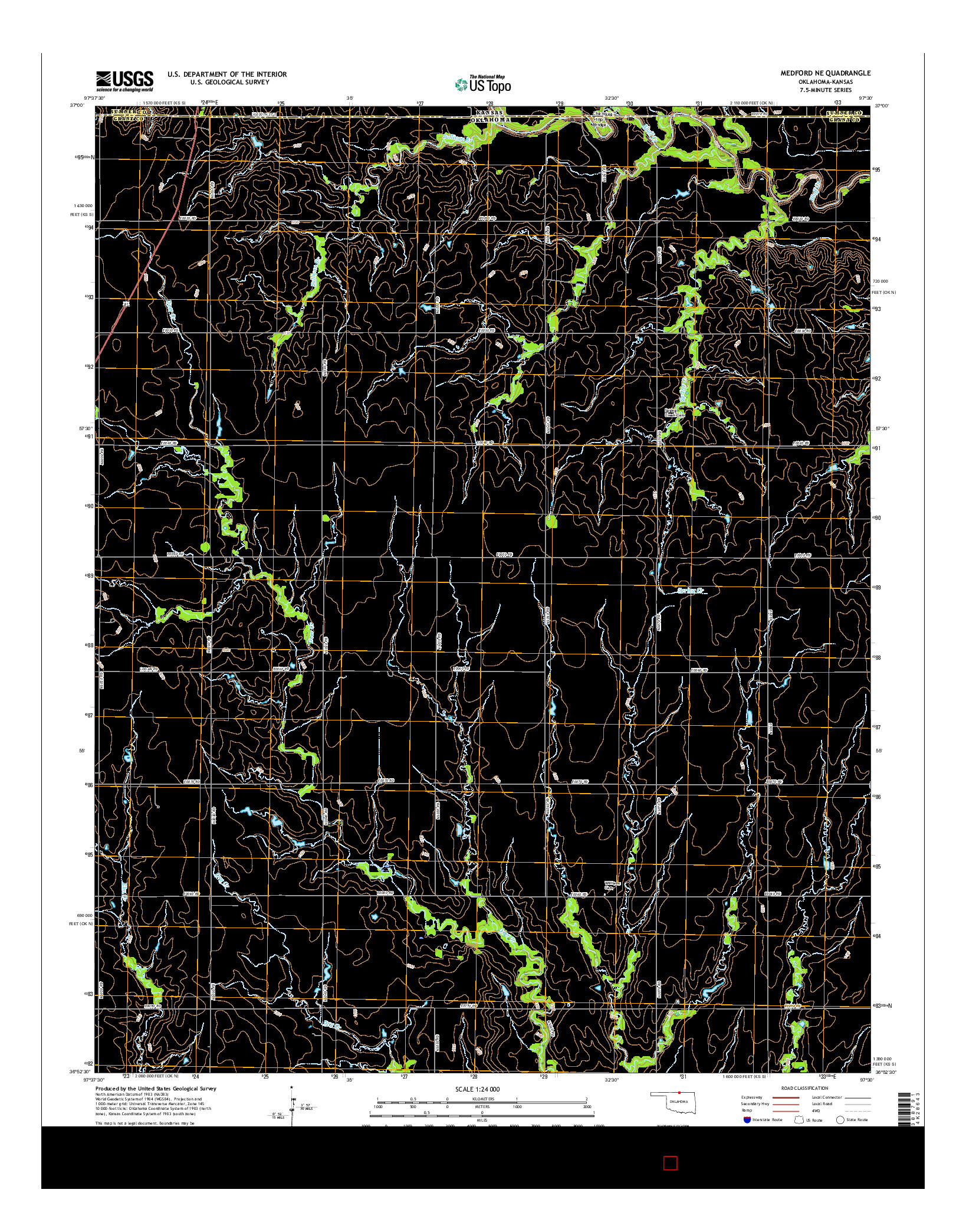USGS US TOPO 7.5-MINUTE MAP FOR MEDFORD NE, OK-KS 2016