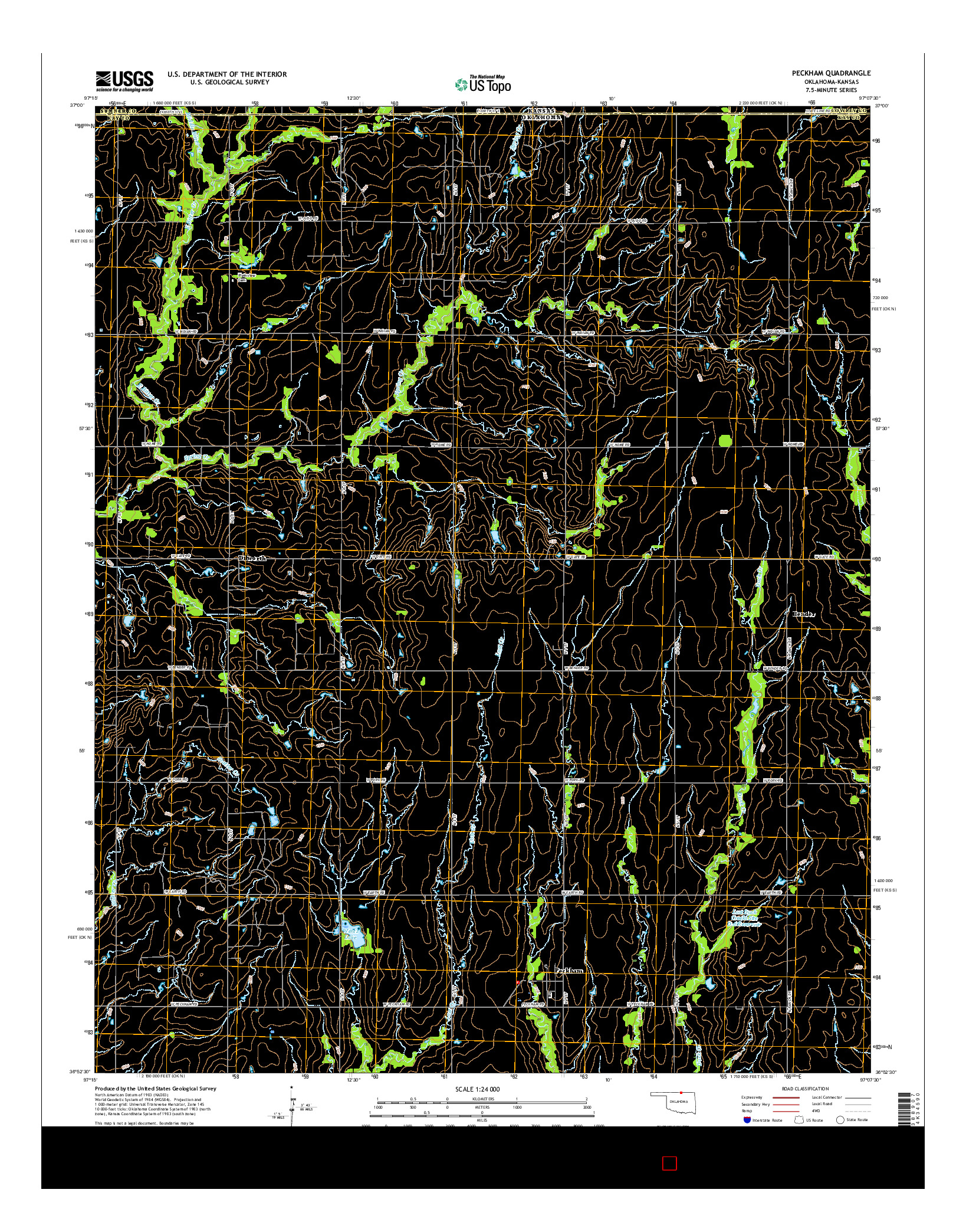 USGS US TOPO 7.5-MINUTE MAP FOR PECKHAM, OK-KS 2016