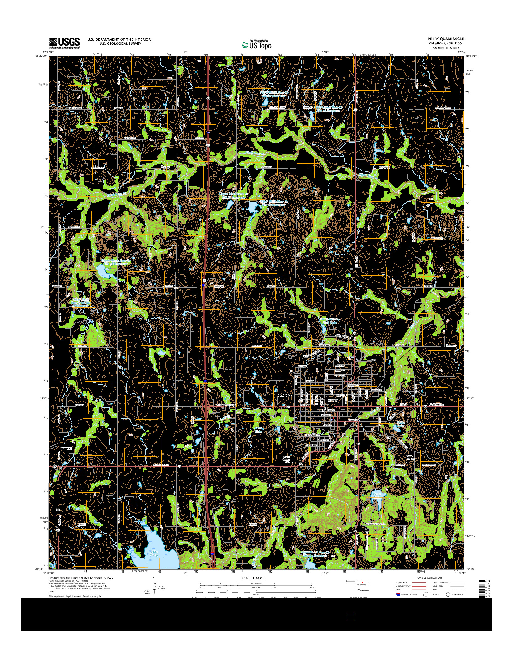 USGS US TOPO 7.5-MINUTE MAP FOR PERRY, OK 2016