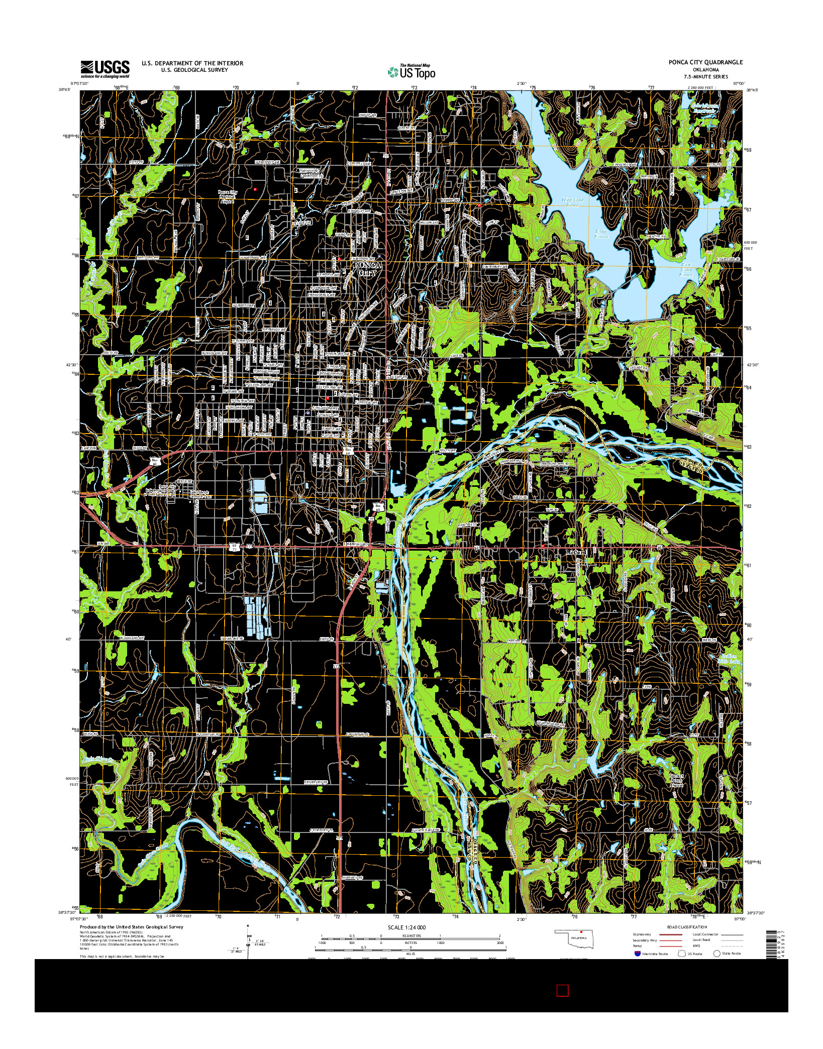 USGS US TOPO 7.5-MINUTE MAP FOR PONCA CITY, OK 2016