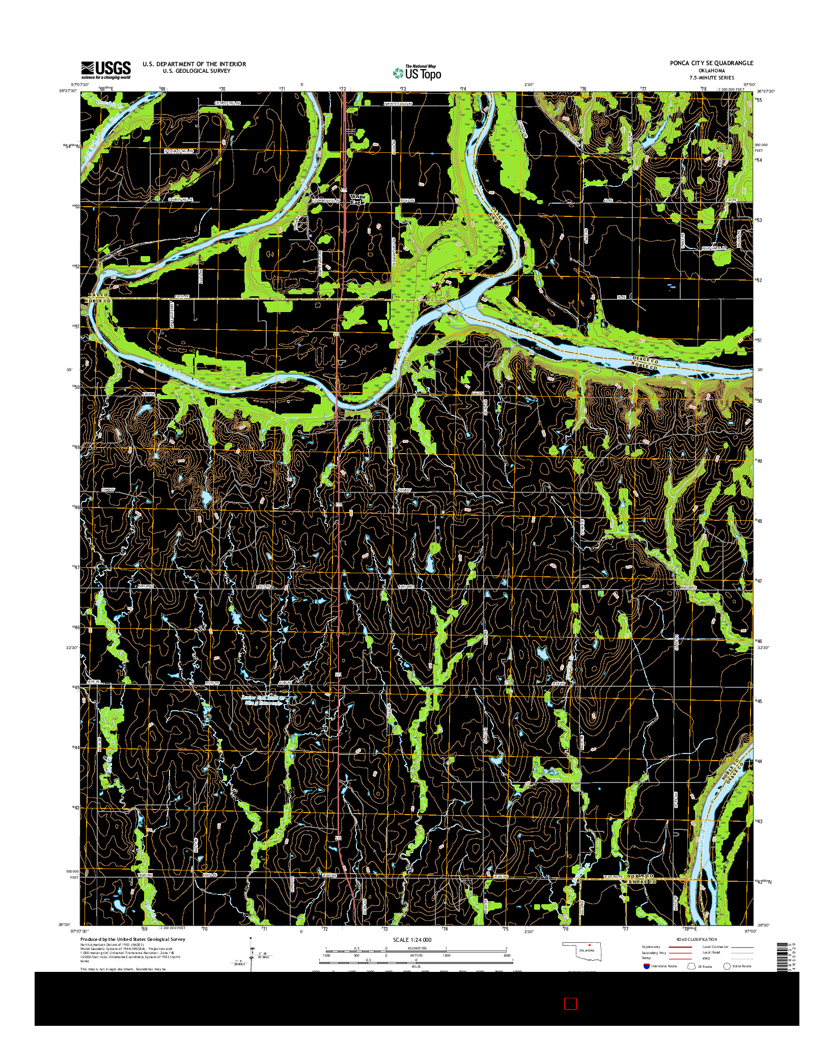 USGS US TOPO 7.5-MINUTE MAP FOR PONCA CITY SE, OK 2016