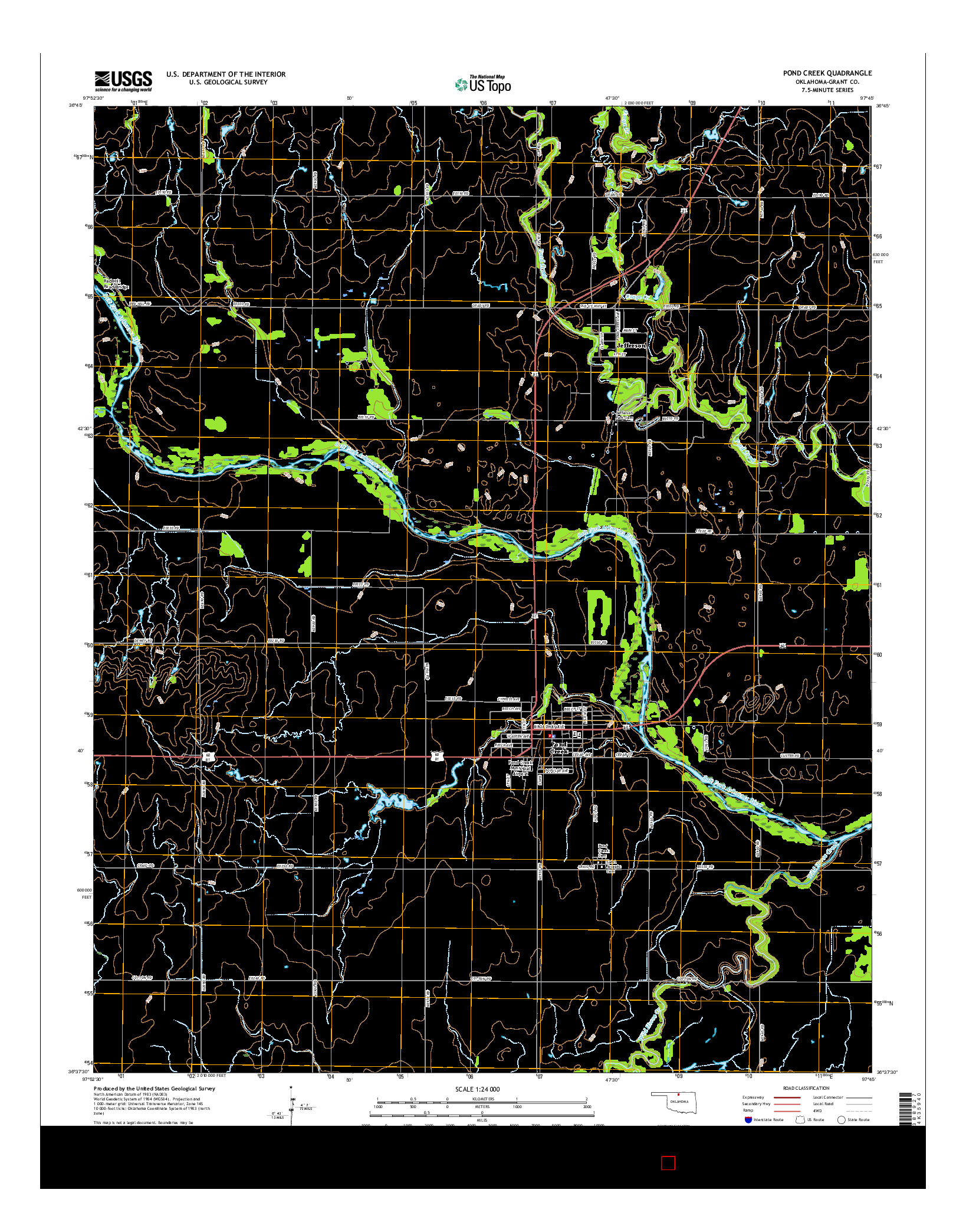 USGS US TOPO 7.5-MINUTE MAP FOR POND CREEK, OK 2016