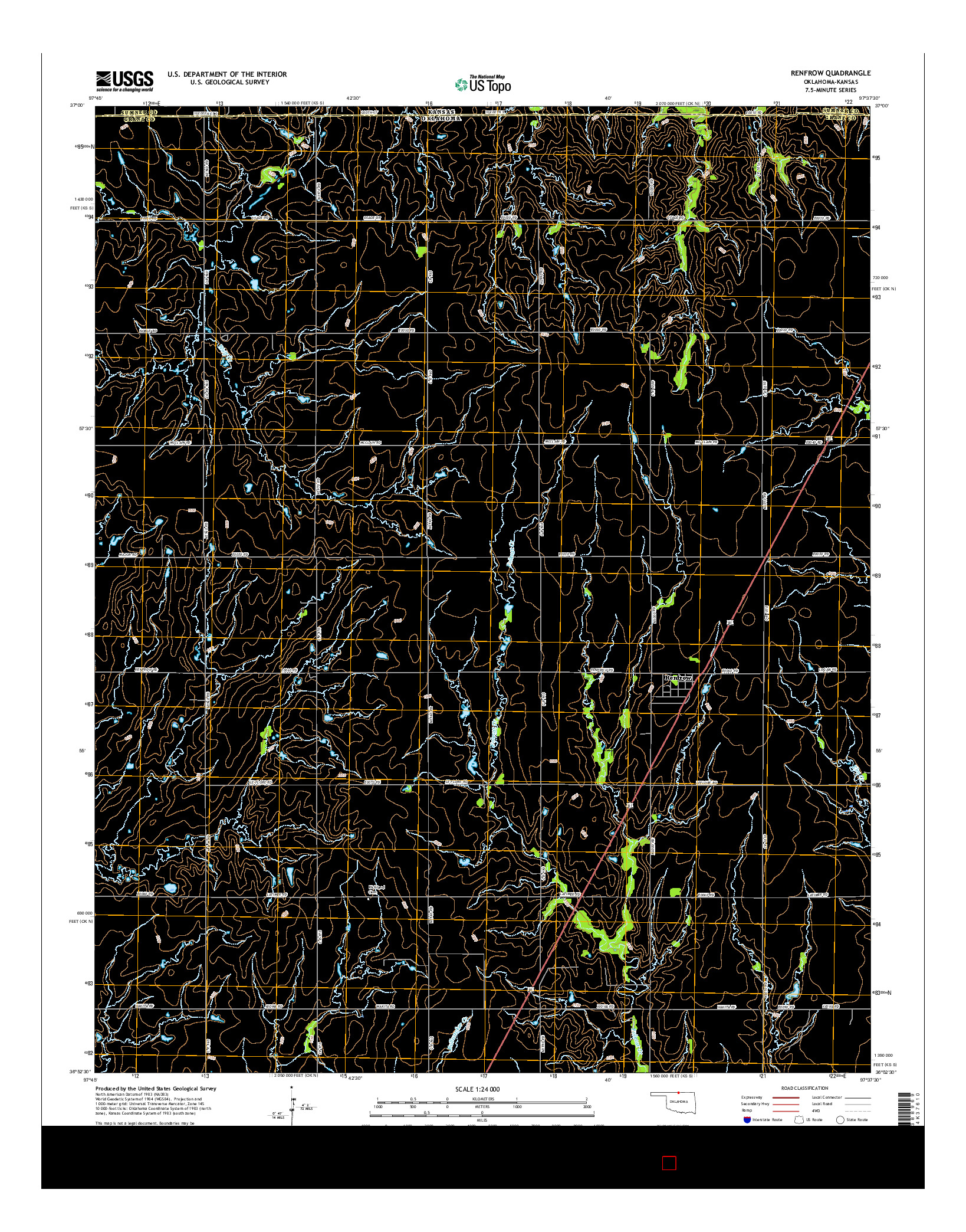 USGS US TOPO 7.5-MINUTE MAP FOR RENFROW, OK-KS 2016