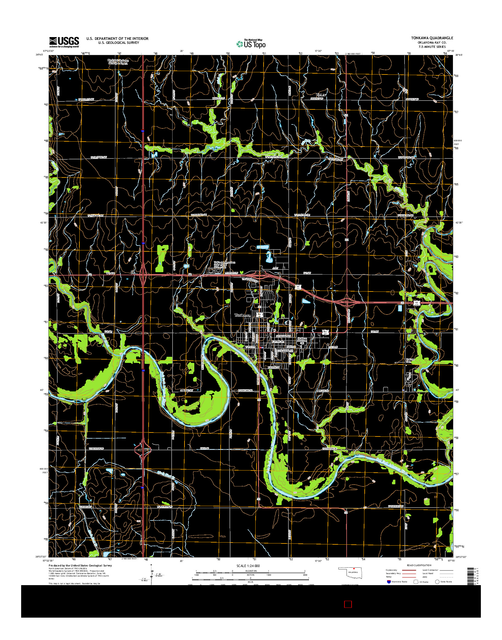 USGS US TOPO 7.5-MINUTE MAP FOR TONKAWA, OK 2016