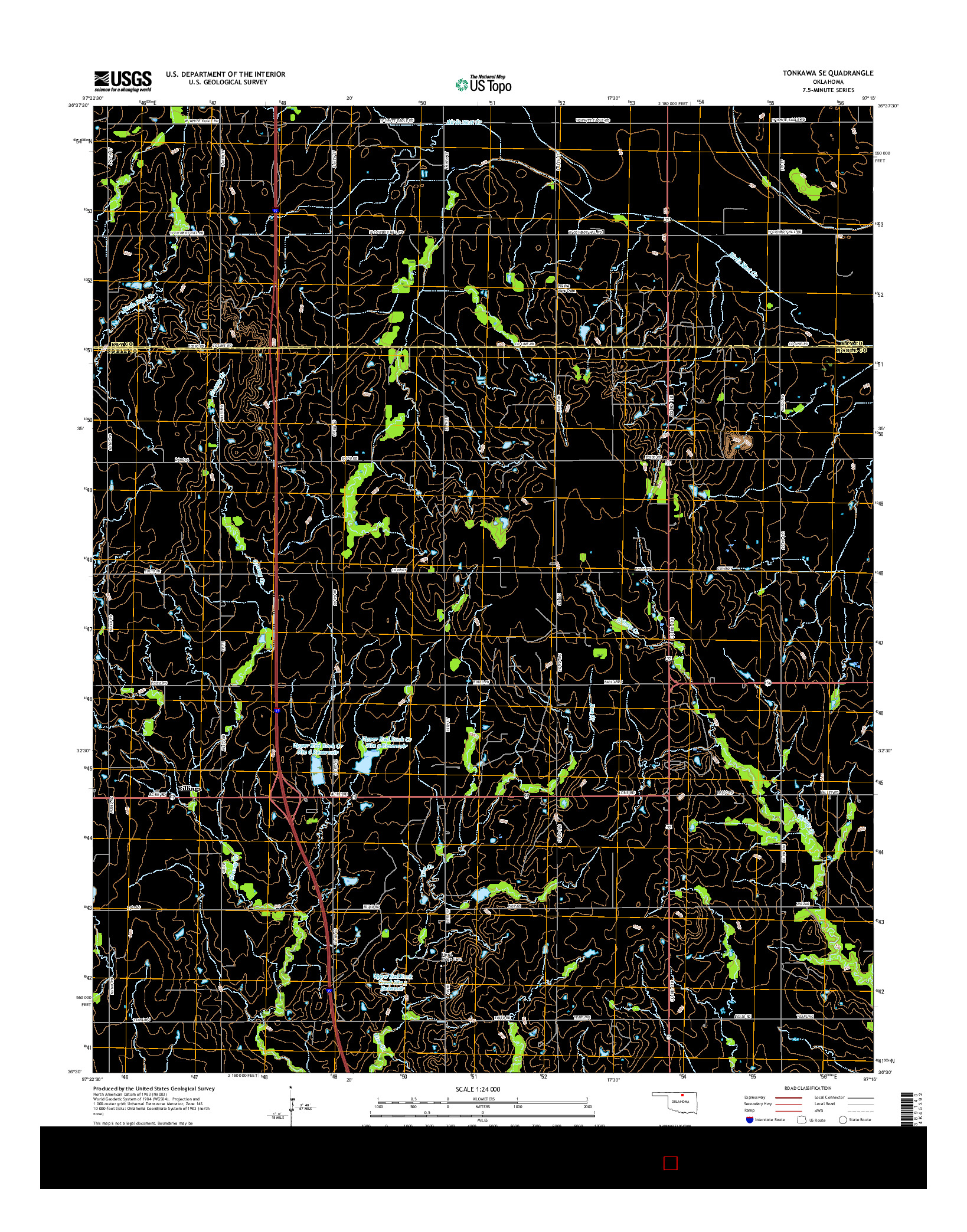 USGS US TOPO 7.5-MINUTE MAP FOR TONKAWA SE, OK 2016